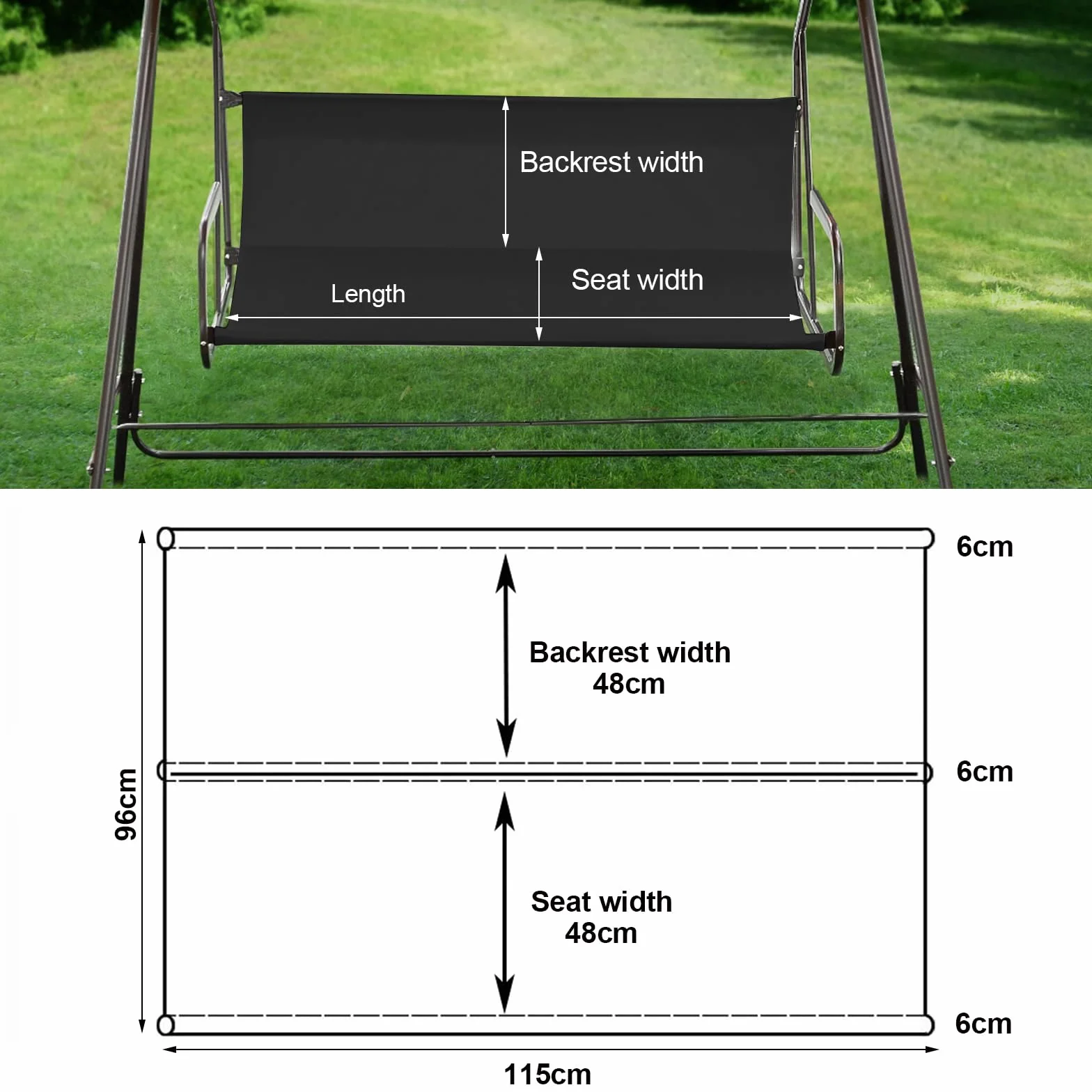 Housse de Siège de Balancelle Imperméable 115x48x48cm Gris pour Chaise Extérieur