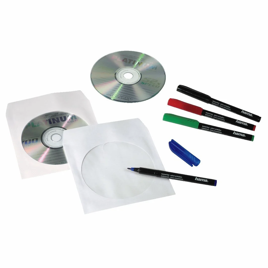Hama Pochettes de Protection Papier pour CD DVD Blu-Ray Lot de 50 Blanc Transparent
