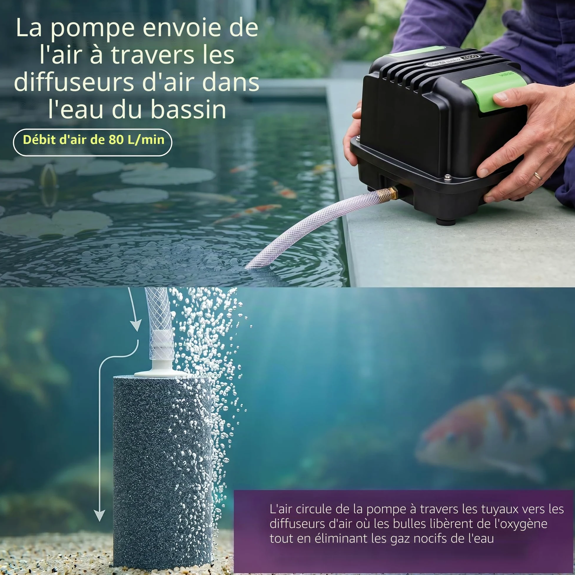 Velda, aérateur complet pour bassin d'agrément, Silenta Pro 4800, 125098