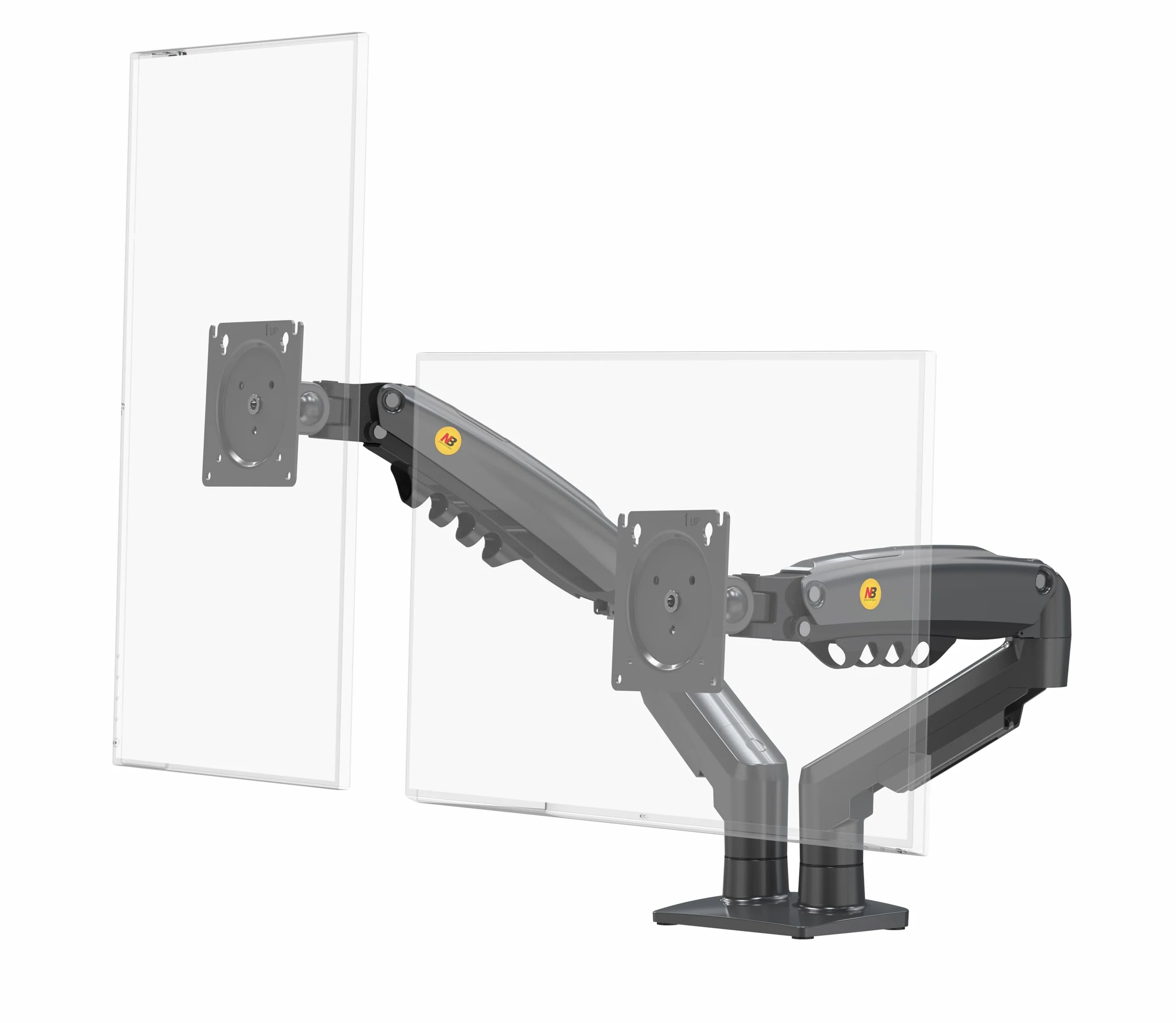 Support de Bureau pour 2 écrans PC LCD LED 17"-27" réglage Plusieurs Axes Pivot Ressort à gaz 2x9 kg