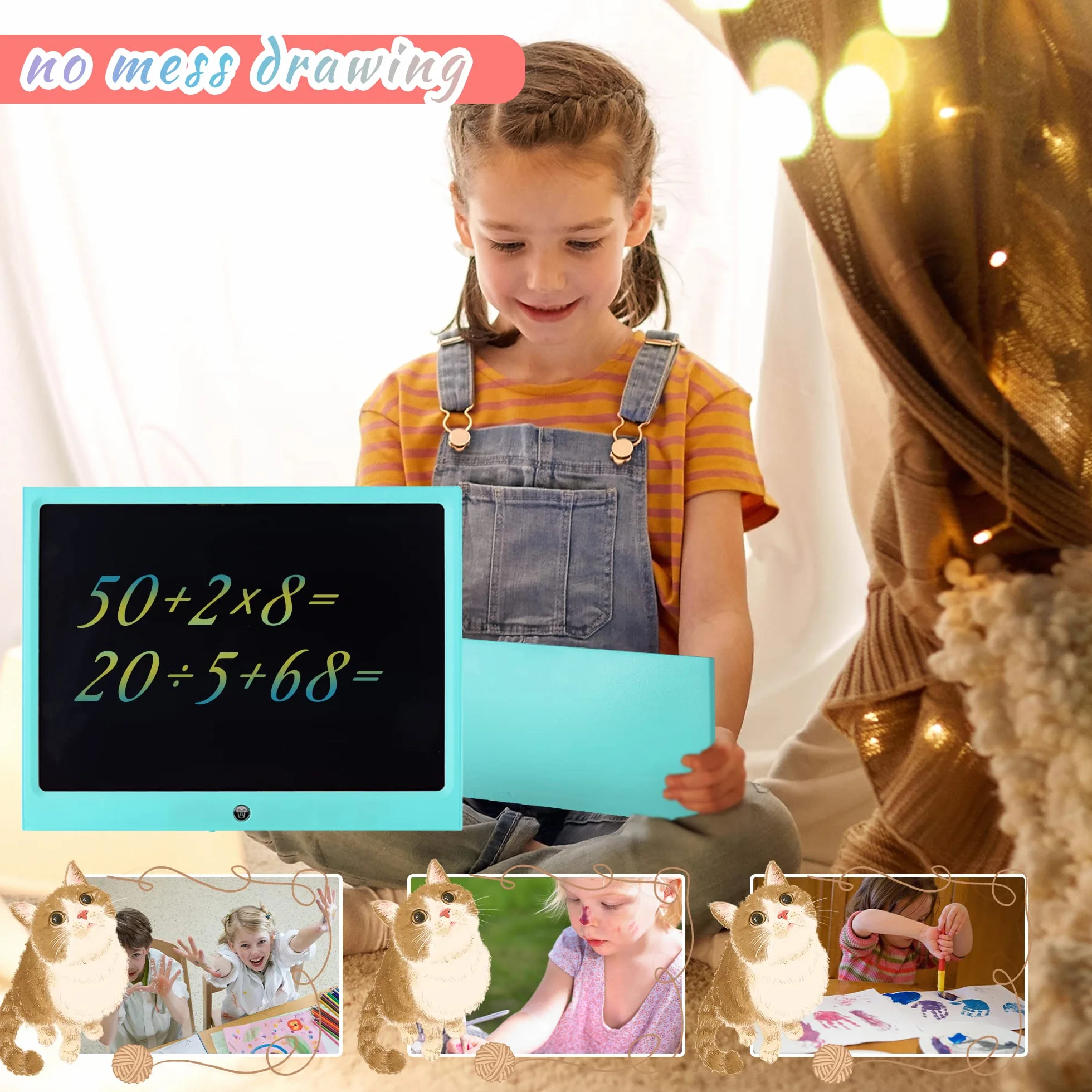 Tablette D'écriture LCD 15 Pouces Colorée pour Enfants, Jouets Filles Garçons, Cadeau Effaçable Réutilisable