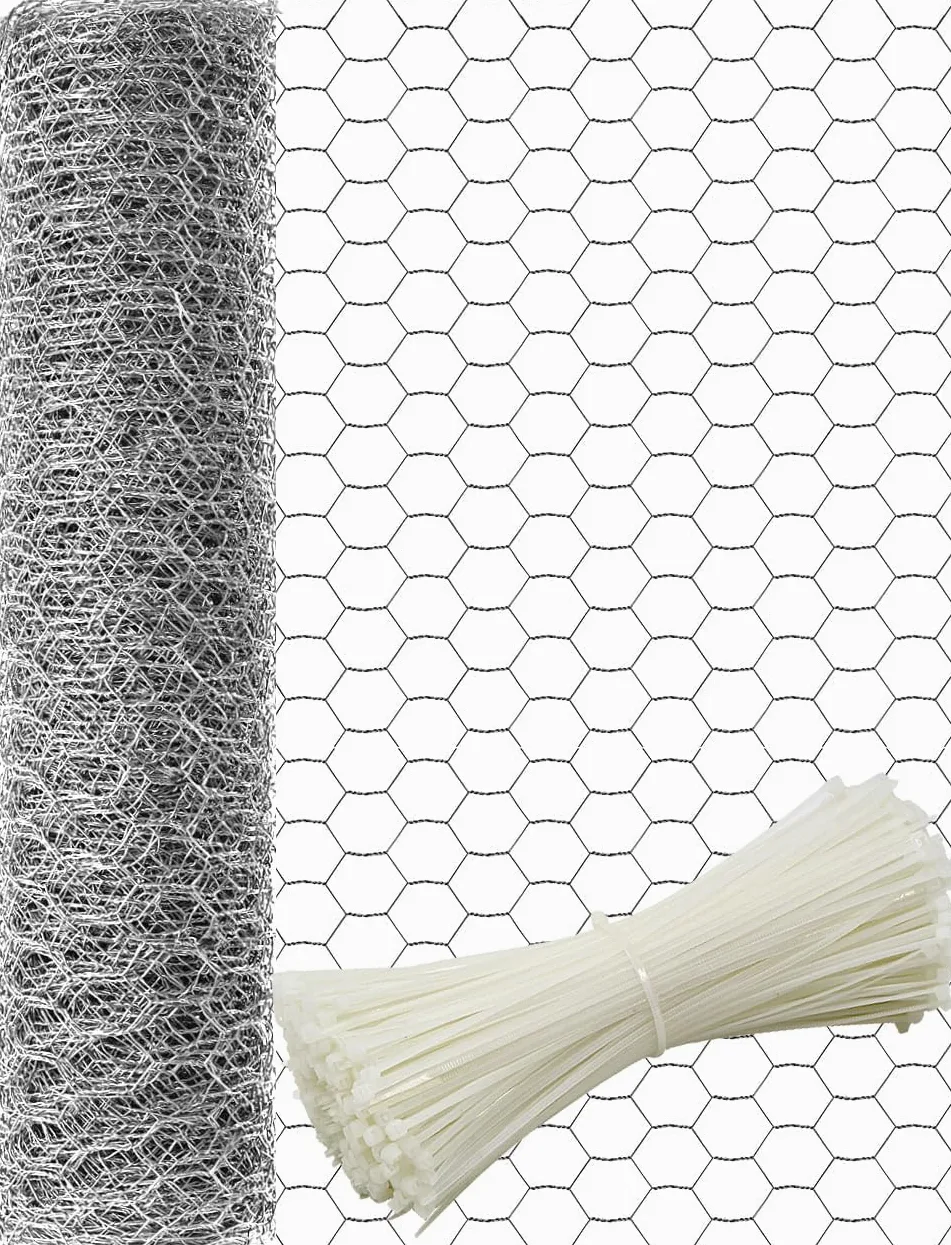 TOYPOPOR Grillage à Poule en métal galvanisé à Maillage Hexagonal, pour clôture de Jardin, Animaux domestiques, Lapins, Poulets - 40 cm x 25 m