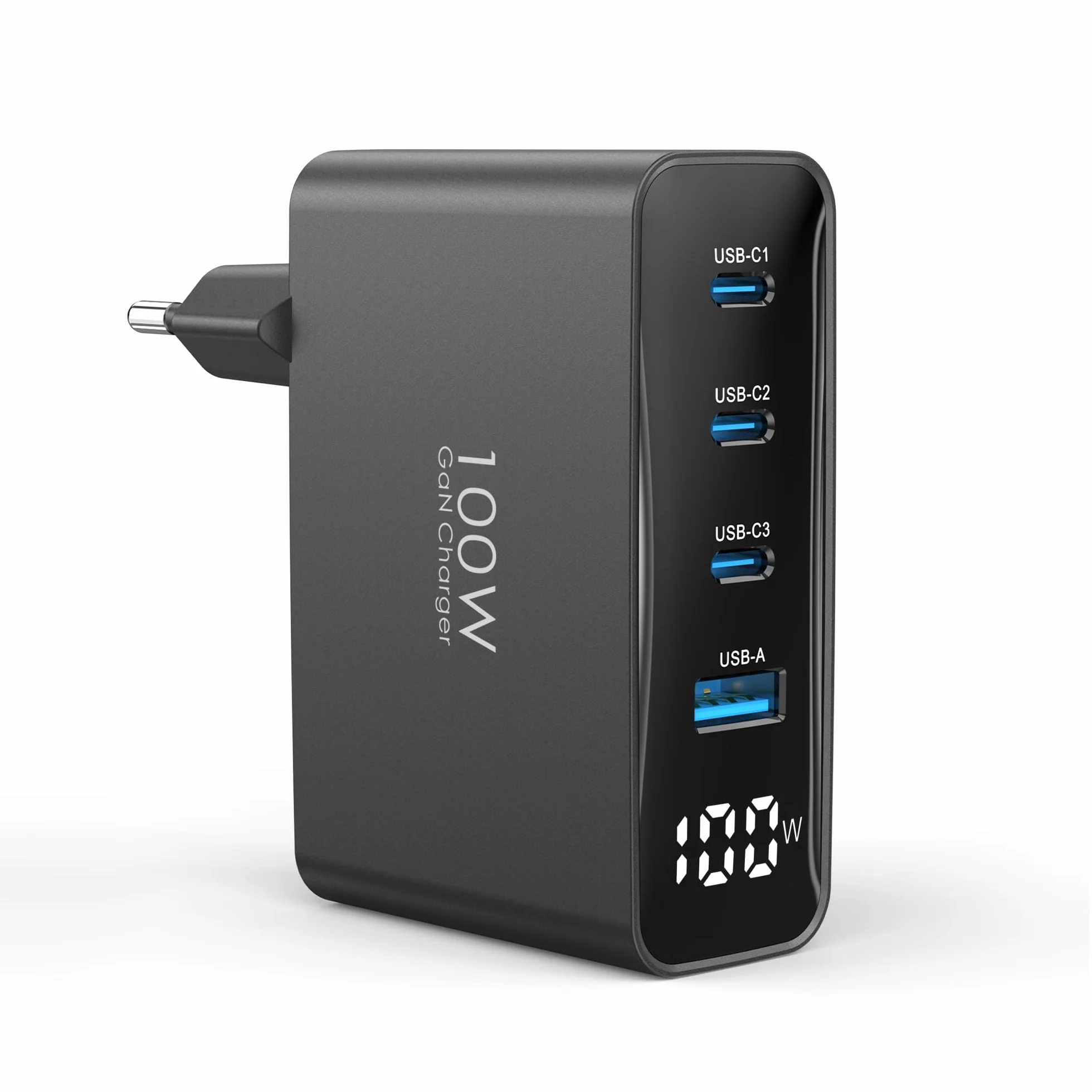 Chargeur USB C 100W GaN 4 Ports Rapide Multiport Noir Compatible iPhone 16 15 Pro Max MacBook Air Pro iPad Air Galaxy S25 S24
