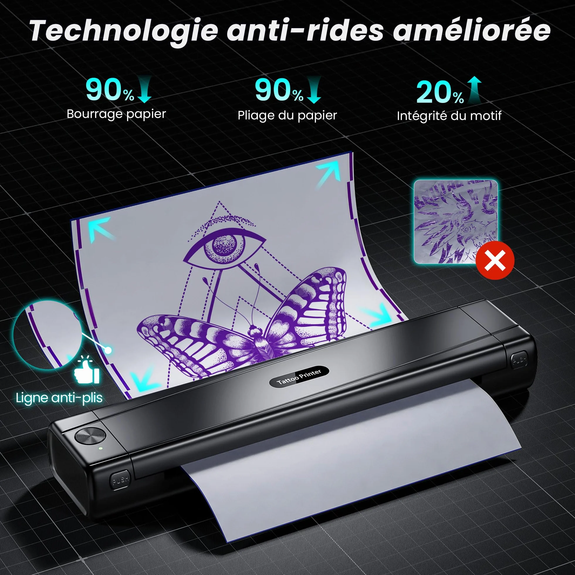 TATTMUSE Thermocopieur Tatouage Bluetooth, Imprimante Stencil Tatouage avec 10 Feuilles