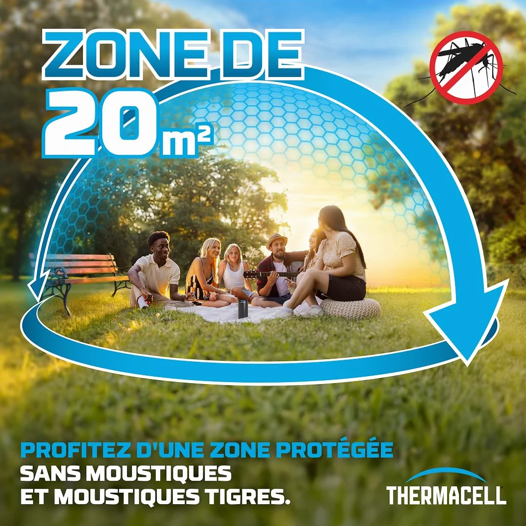 THERMACELL Diffuseur Anti Moustiques Extérieur 20m² Inodore Sans Fil 3 Recharges Noir