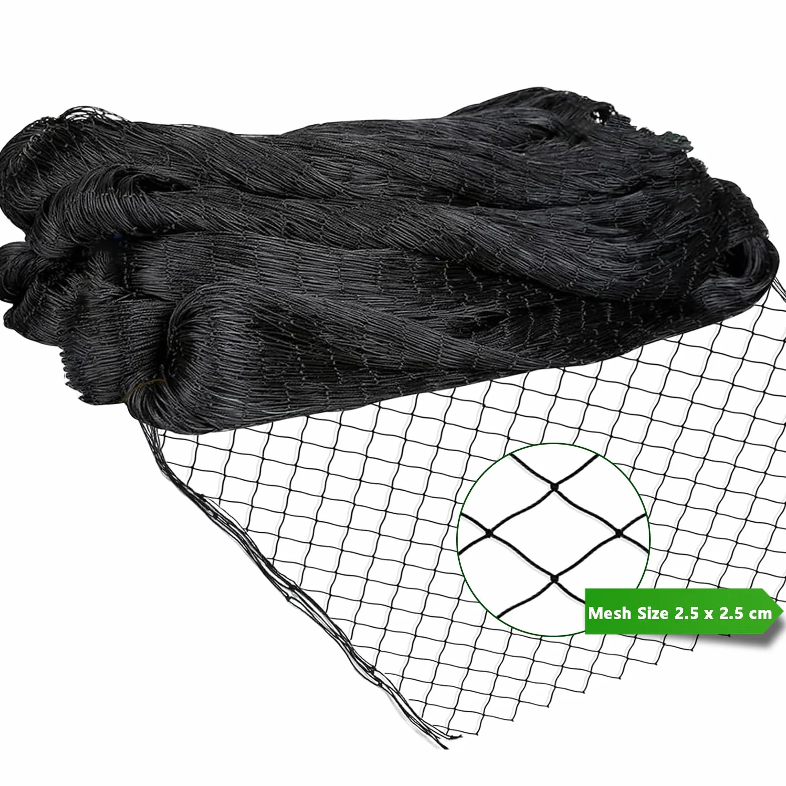 Filet Anti Oiseaux Noir 15m x 15m, Protection Jardin Plantes Raisins, Mailles 2.5 x 2.5 cm