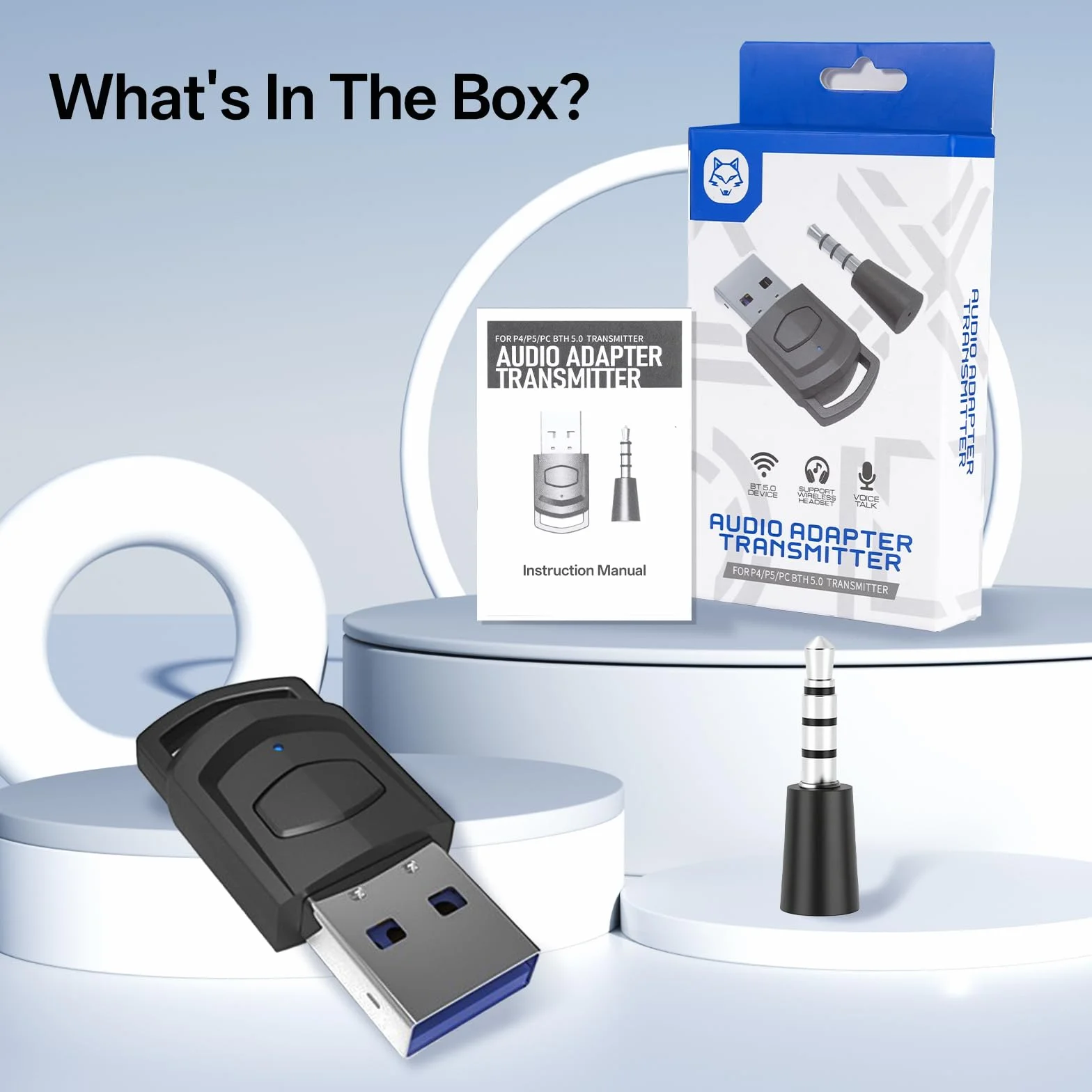 Adaptateur Audio USB Bluetooth 5.0 pour PS5/PS4/PC, Dongle Bluetooth à Faible Latence
