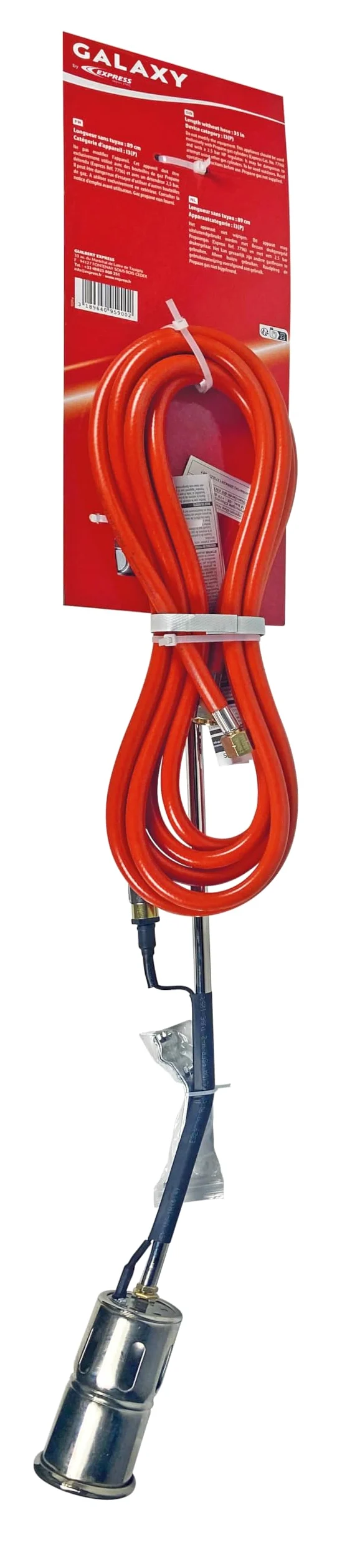 Express, G5900, Désherbeur thermique contre les mauvaises herbes, Manche à gachette, Col de 600mm, Tuyau 4,75m avec raccords sertis, Détendeur 2,5bar, Bruleur acier zingué anti corrosion