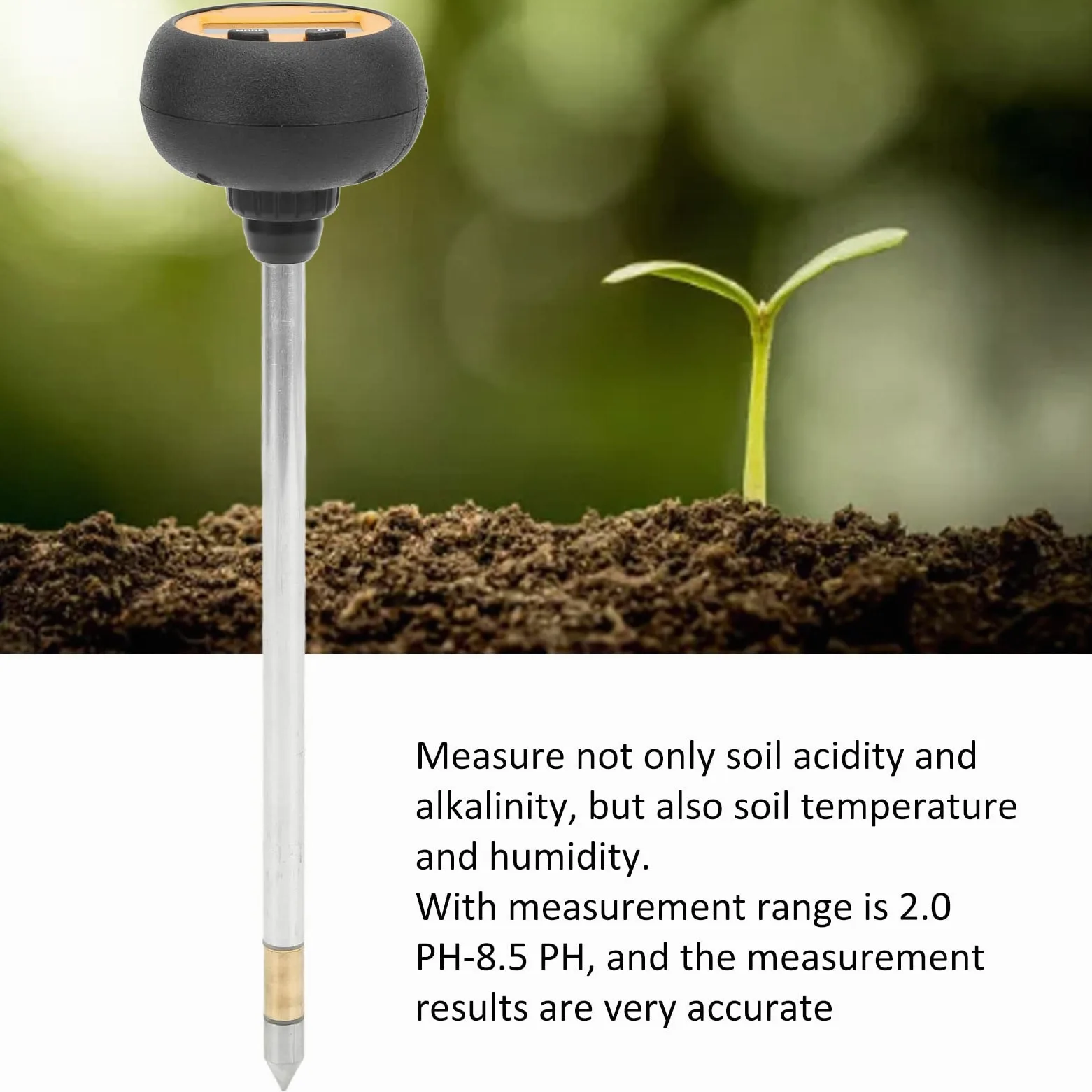 Garosa Testeur pH sol numérique 2.0-8.5 | Testeur de pH de sol numérique multi-usages, plage 2.0-8.5, mesure humidité et température, haute précision, pour agriculture
