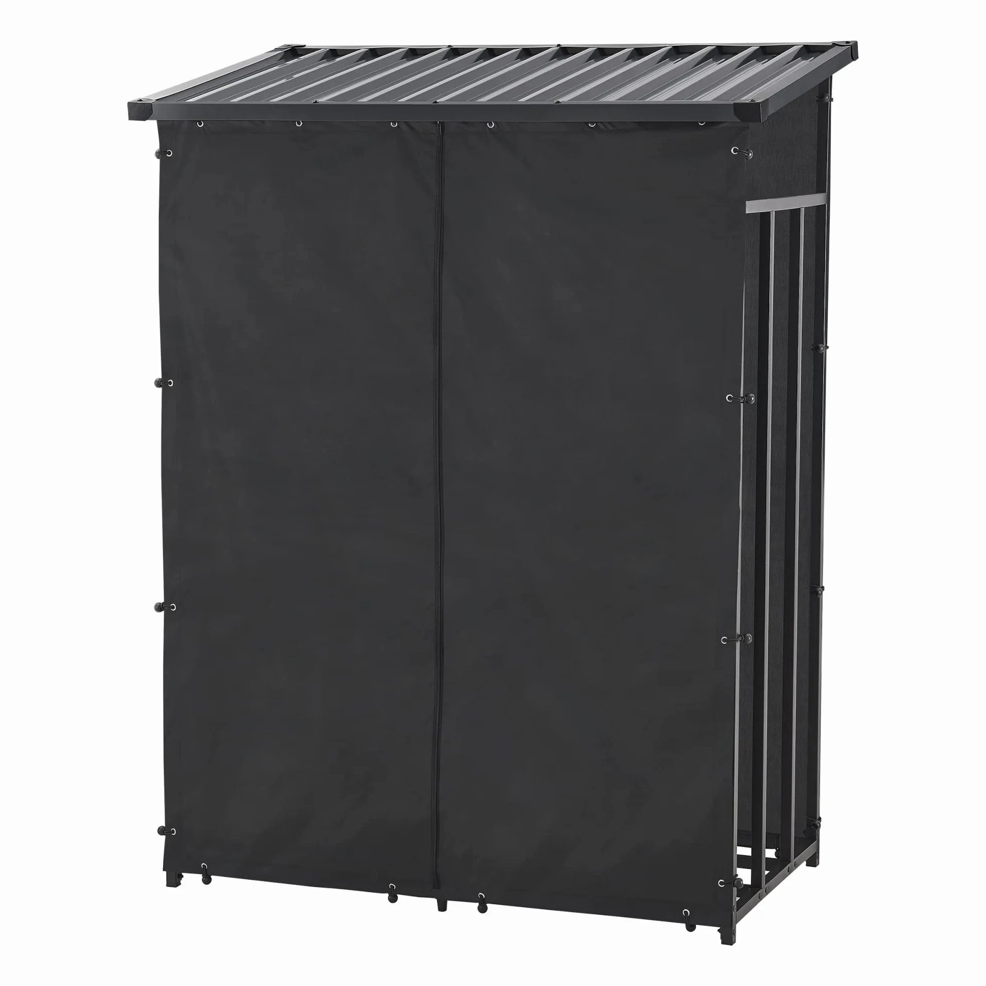 Casa.pro Abri-Bûches Couvert Housse Protection Support Bois de Chauffage Range-Bûches Stockage Extérieur Acier Galvanisé Laqué Polyester Métal Noir