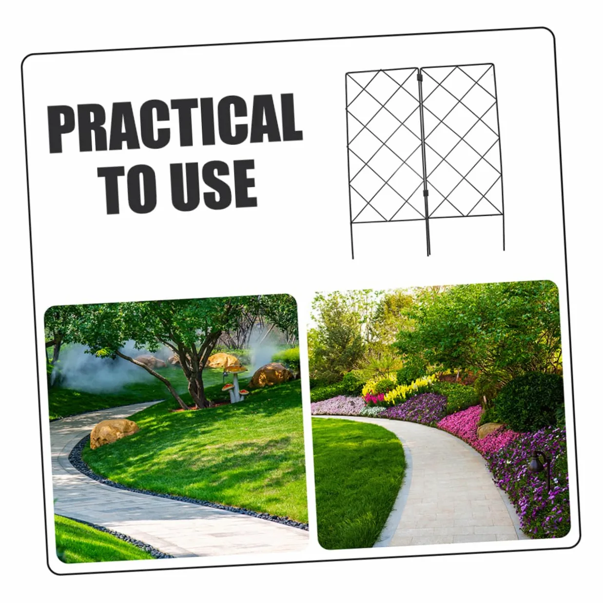 ibasenice Treillis de Jardin Support pour Plantes Grimpantes et Vigne en Fer Noir Pliables Lot de 2 Usage Maison et Jardin