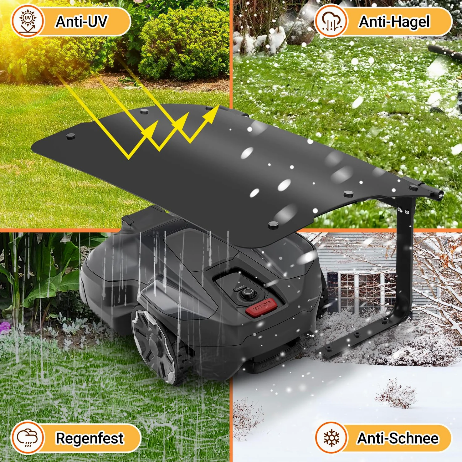 Garage pour robot tondeuse, toit pour robot tondeuse, abri de voiture pour robot tondeuse, pliable, garage, maison de pluie pour robot tondeuse avec barre de support