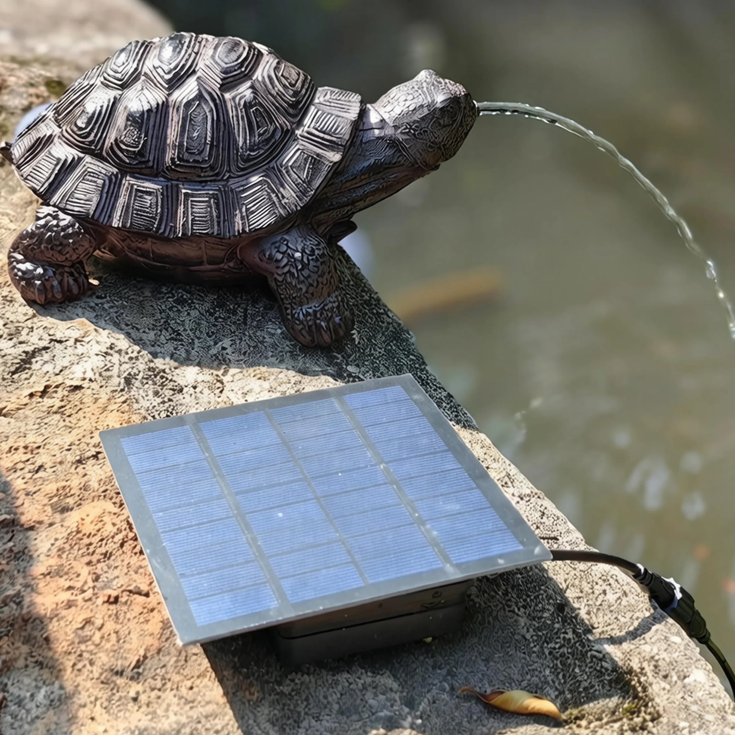 Fontaine à Eau Tortue Résine Solaire pour Bassin Décoration Jardin