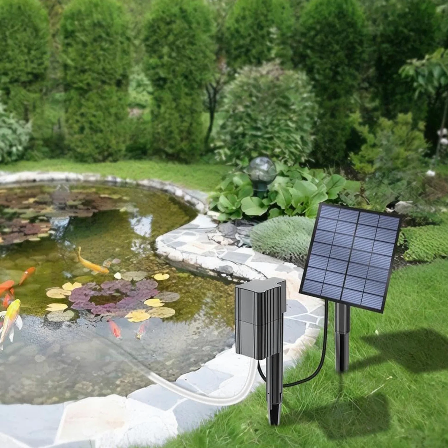 Aérateur Solaire De Bassin 2,5W Diffuseur d'Oxygène Silencieux Compact | Pompe Solaire Pour Extérieur Patio Cour Jardin Terrasse Piscine Oiseaux Poissons Fleurs Jardinière