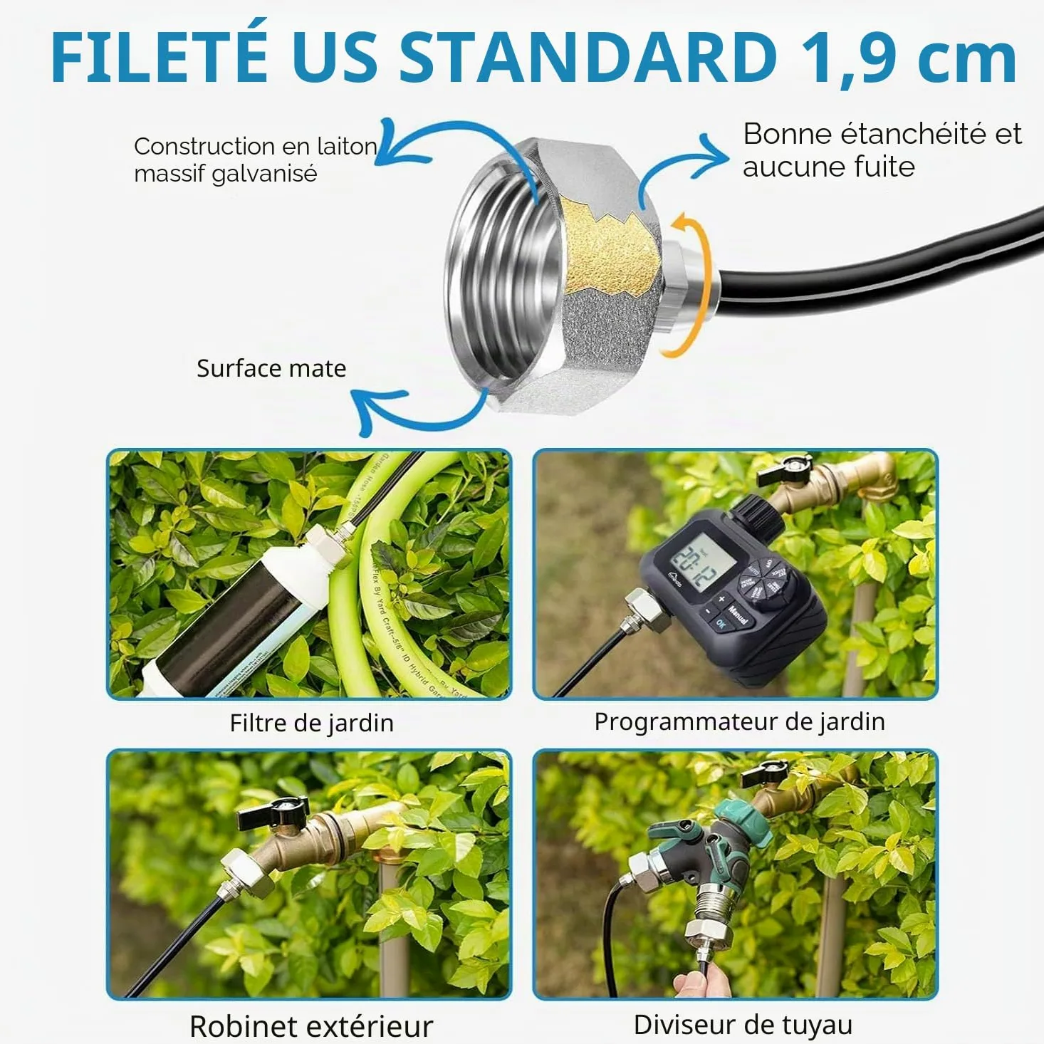 Brumisateur Terrasse Extérieur, Système de Refroidissement par Brumisation, Système d'irrigation Jardin Kit avec Buse et Adaptateur en Laiton, pour Jardin, Patio, Pelouse (18m)