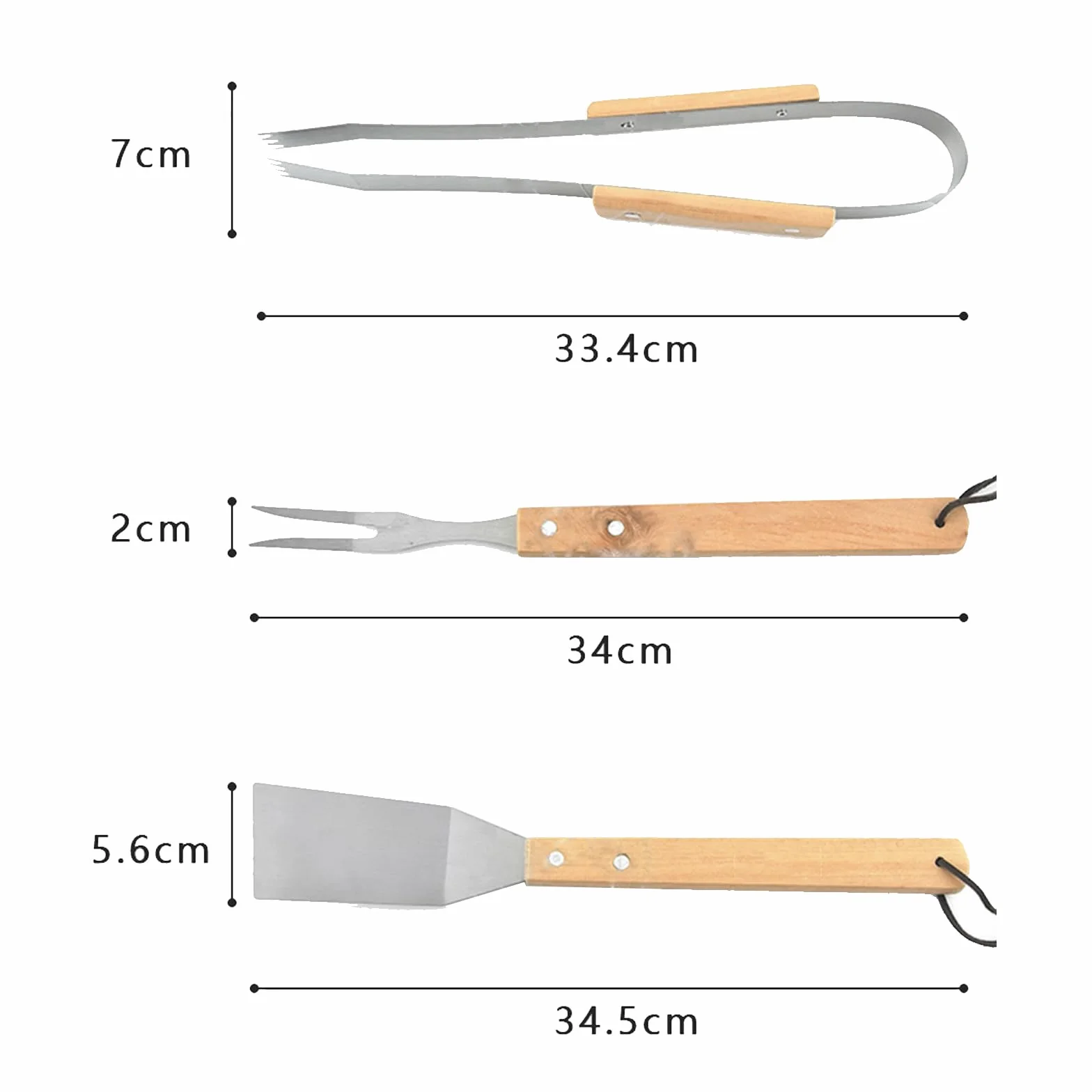 Set d'ustensiles de barbecue avec poignées en bois