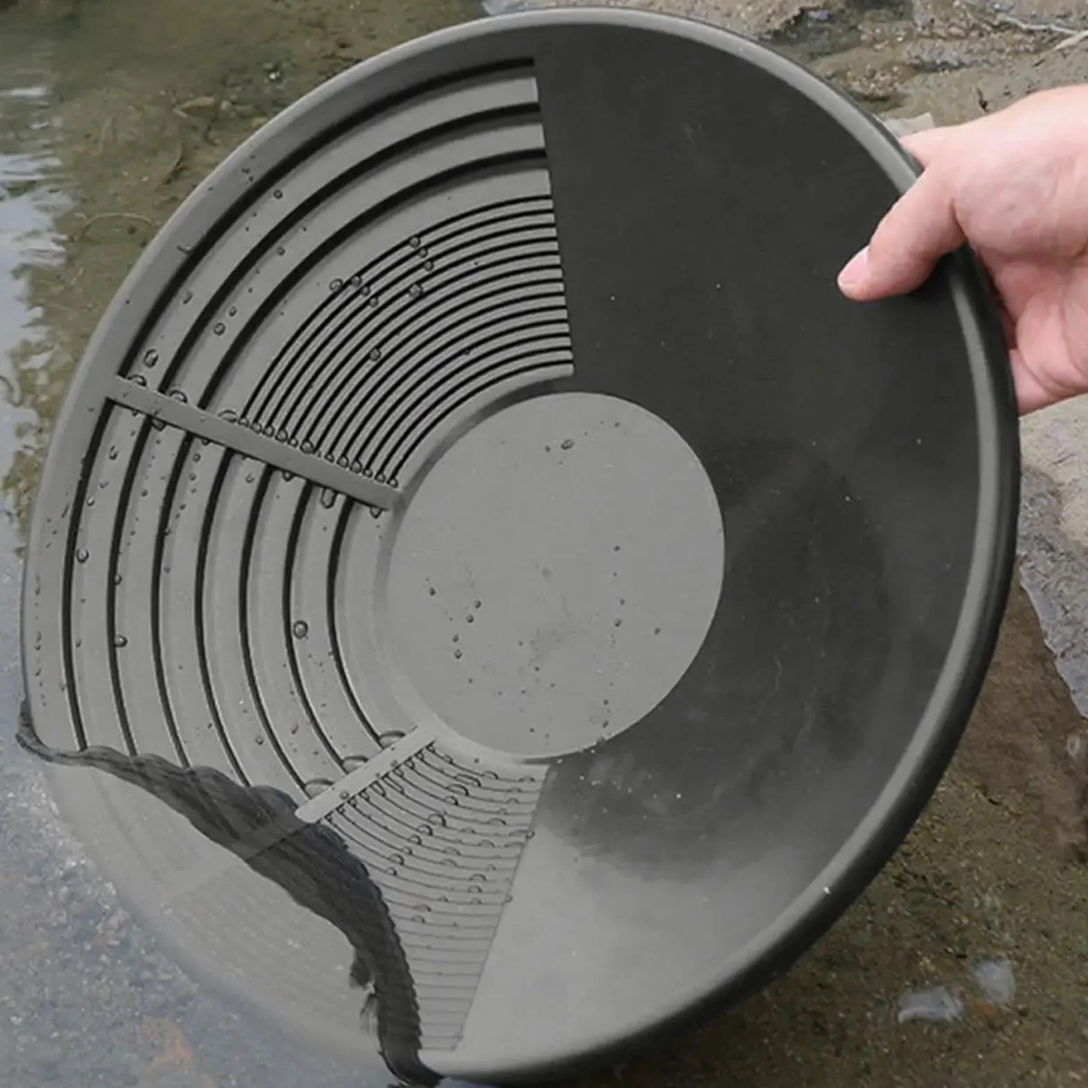 Kit D'orpaillage 5 Pièces Tamisage Manuel Casserole Minière En Plastique Noir Prospection D'or