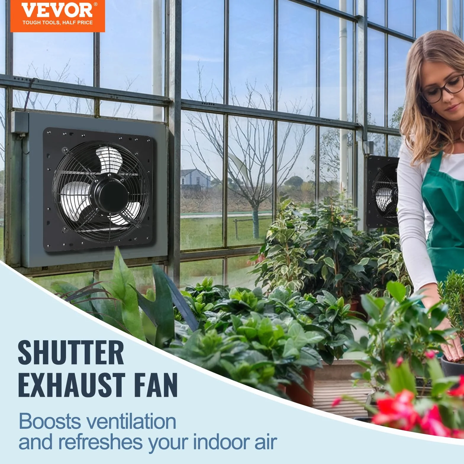 VEVOR Ventilateur d'extraction à volets 25,4 cm 1400 m³/h Moteur EC avec contrôleur de température et d'humidité