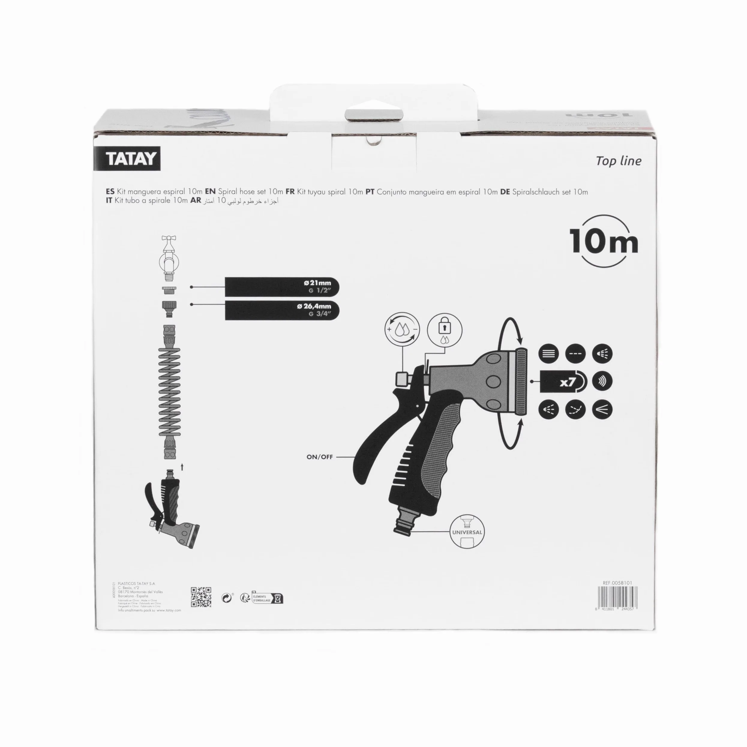 Tatay Kit Tuyau Spirale 10 m Accessoires en Plastique, Usage Quotidien | TATAY Kit Tuyau Spirale 10 m | Fabrication en Plastique | Usage Jardin/arrosage | Usage Quotidien | Conception Fonctionnelle