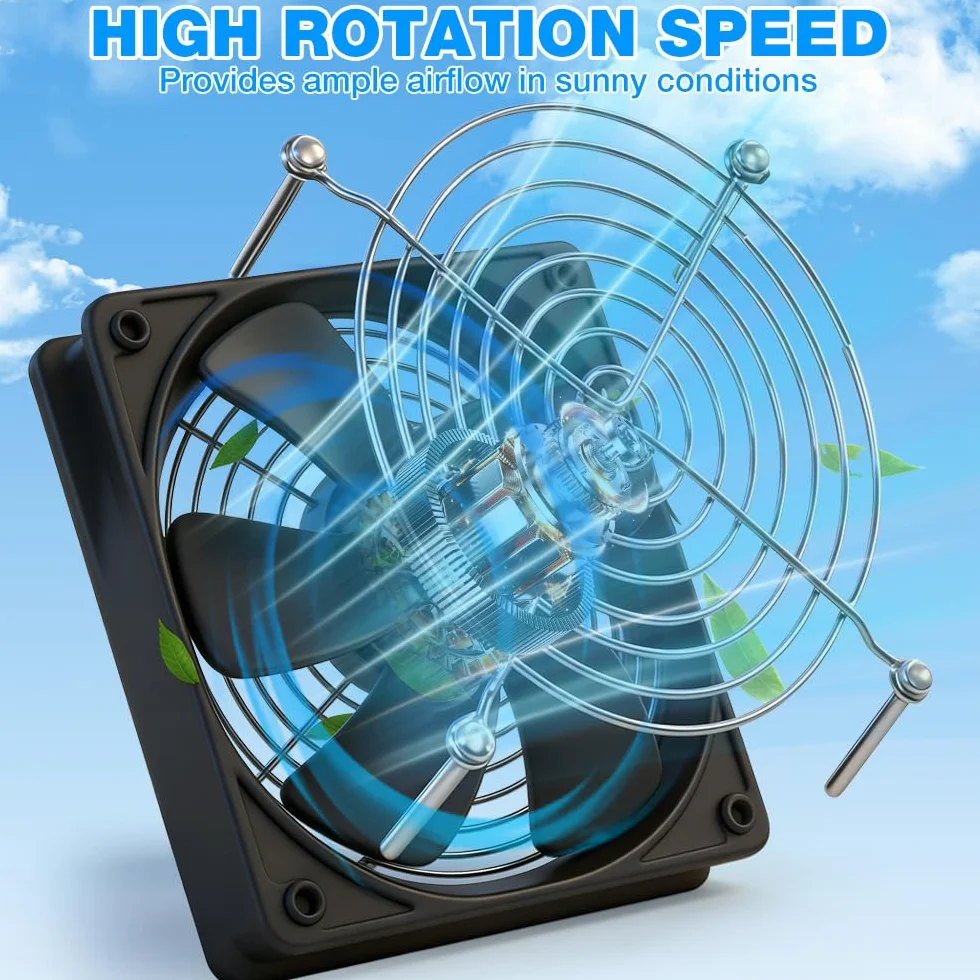 Ventilateur Solaire 15W 18V Double Ventilateur CC Extraction Fenêtre Hangar Poulailler Serre