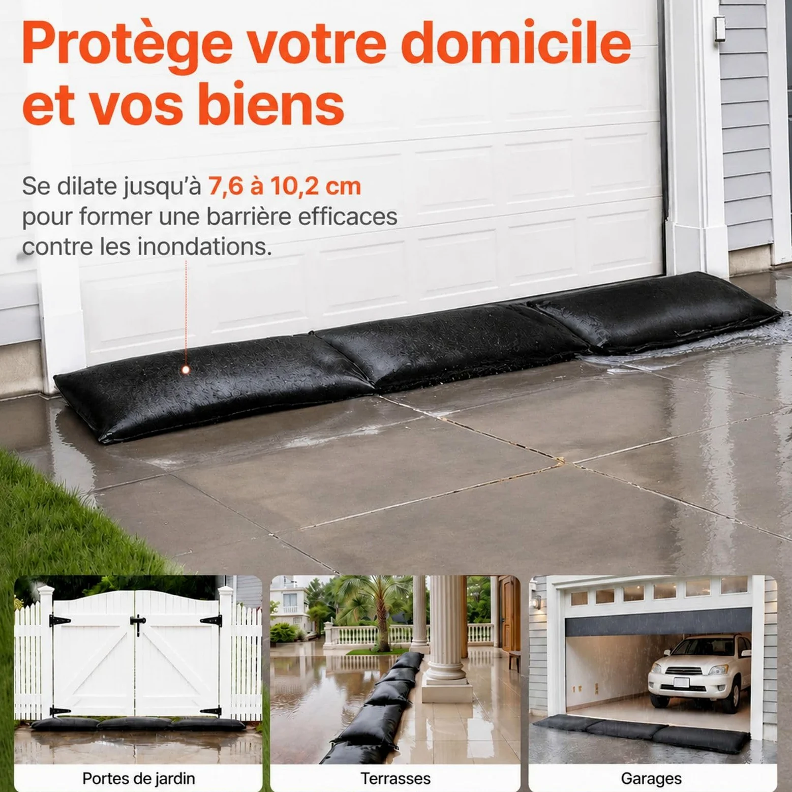 Lot de 6 Sacs absorbants réutilisables pour Porte, sous-Sol, Garage et Maison