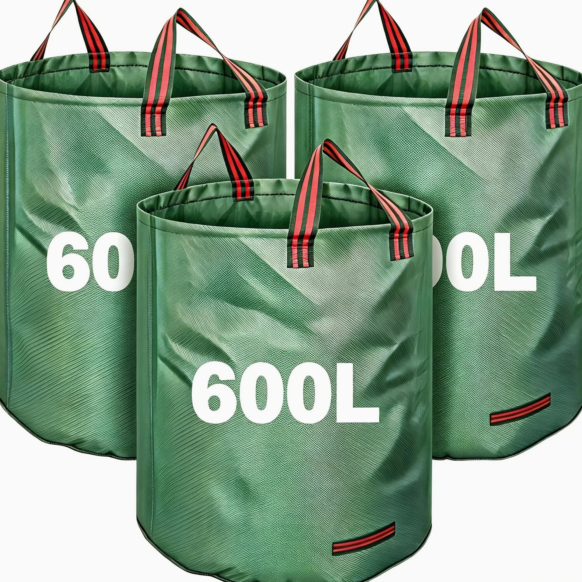 Lot de 3 sacs de recyclage réutilisables avec 5 poignées, robustes et pliables pour débris massifs, feuilles, 600 l