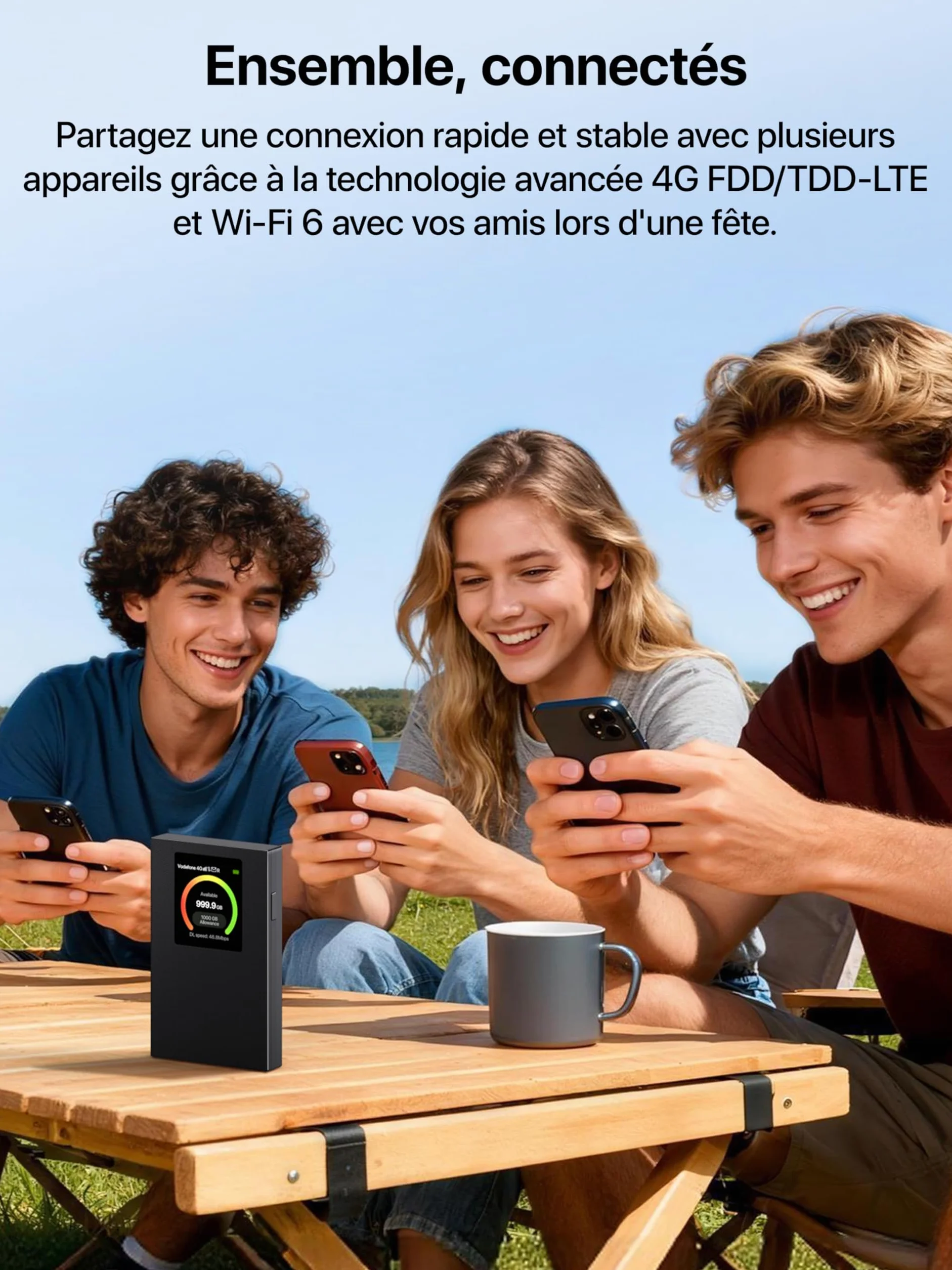 Tenda MF6 Routeur 4G SIM Portable WiFi 6 AX300Mbps Pocket WiFi MiFi 4G LTE CAT4 150Mbps Batterie 2100mAh USB-C WPA3
