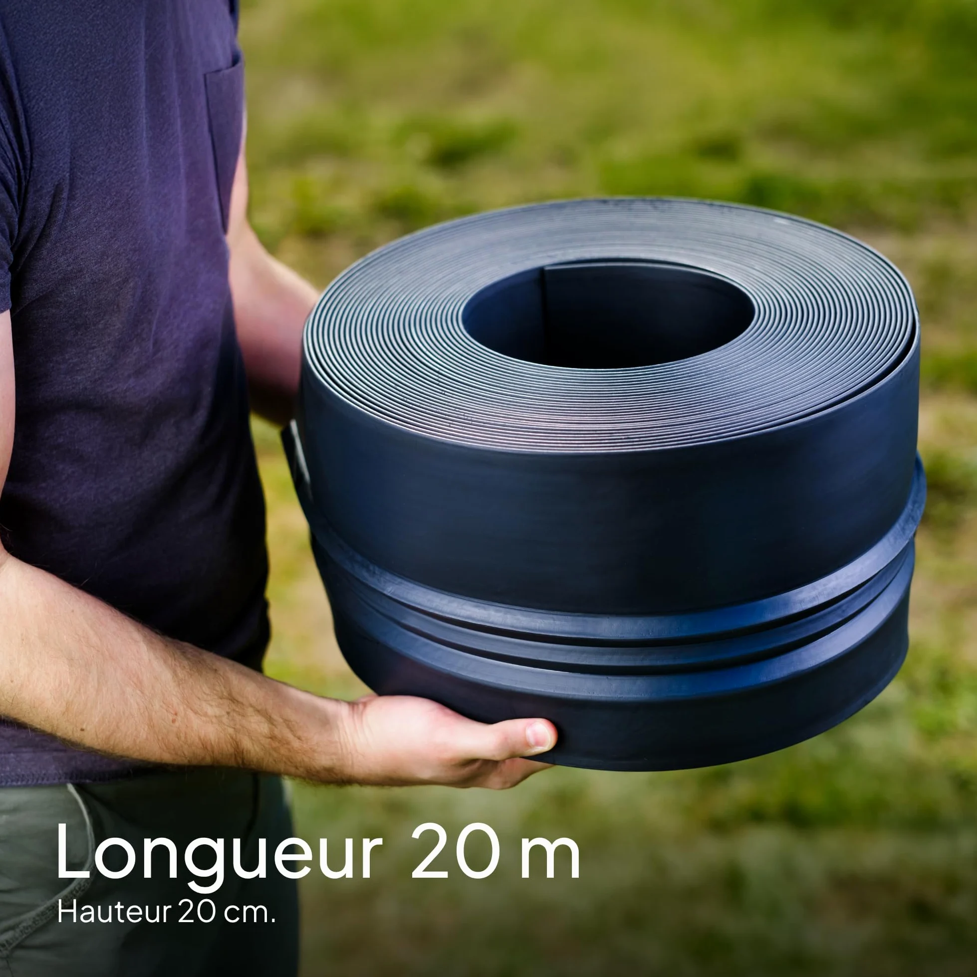 UNIGARDIA Bordure de Jardin en Plastique, 20 m / 20 cm, Noir - Bordure de Gazon Flexible - Super Fort, Utilisation Facile - Tout Nouveau Bordures de Pelouse Souple | Design robuste qui reste en place, facile à travailler, durée de vie de 30 ans, bordure i