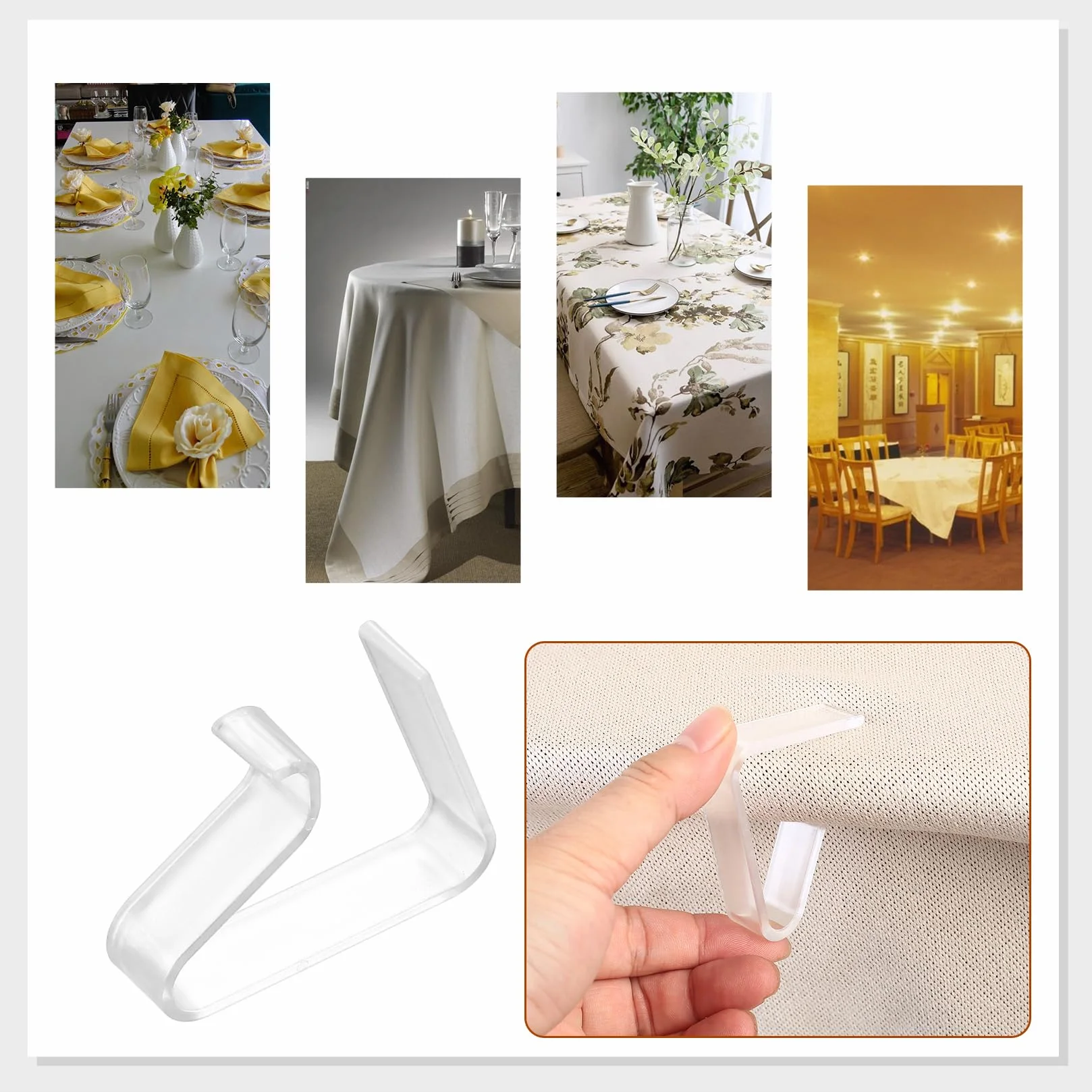 Pinces à Nappe Transparentes, Clips Flexibles Extérieur pour Tables 35-55 mm, Porte-Nappe Jardin Picnic Barbecue