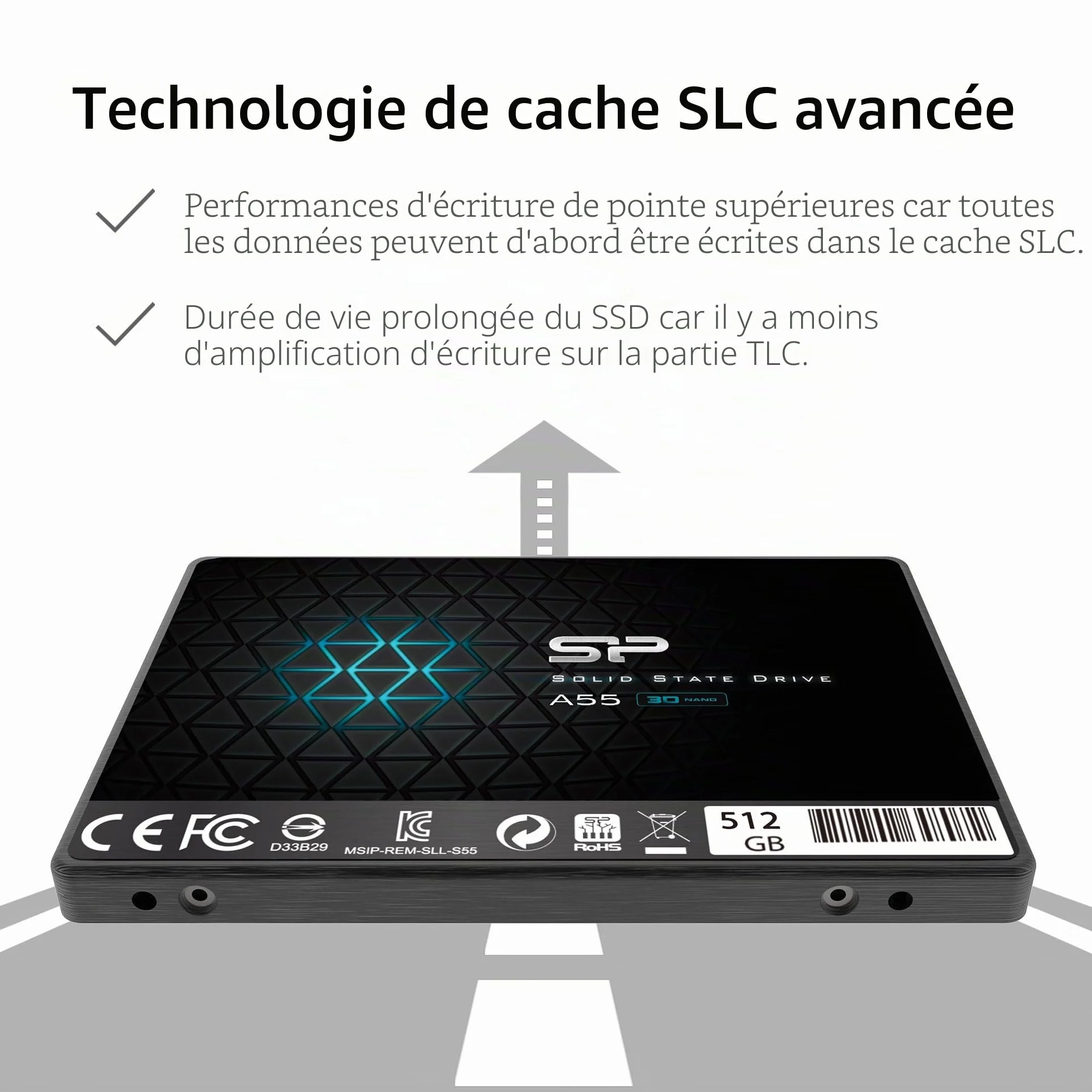 Silicon Power SSD 512GB 3D NAND A55 2.5" SATA III Internal Solid State Drive