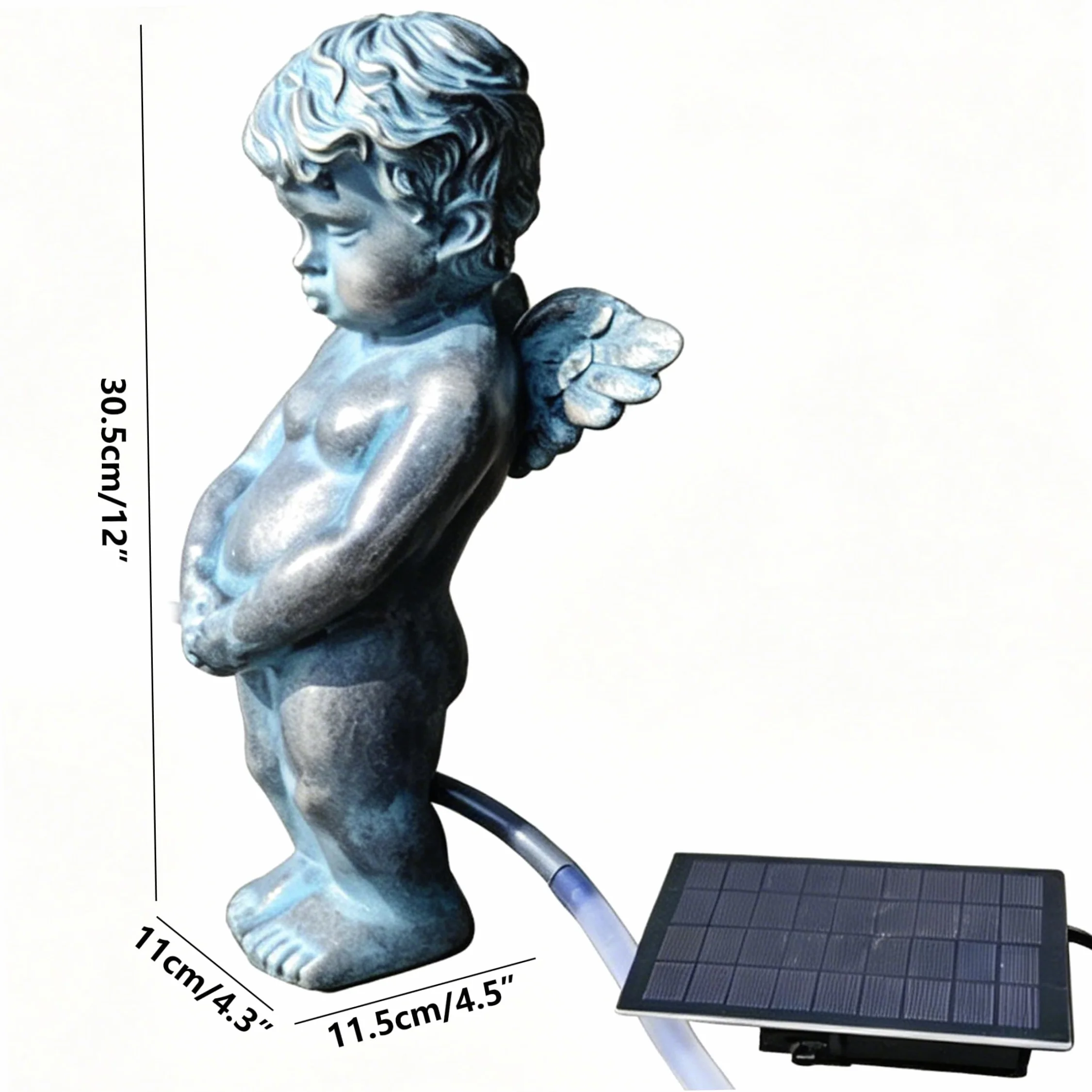 Cracheur de Livre Solaire pour Petit Étang, Résine, Décor Jardin Extérieur 12,2 Pouces