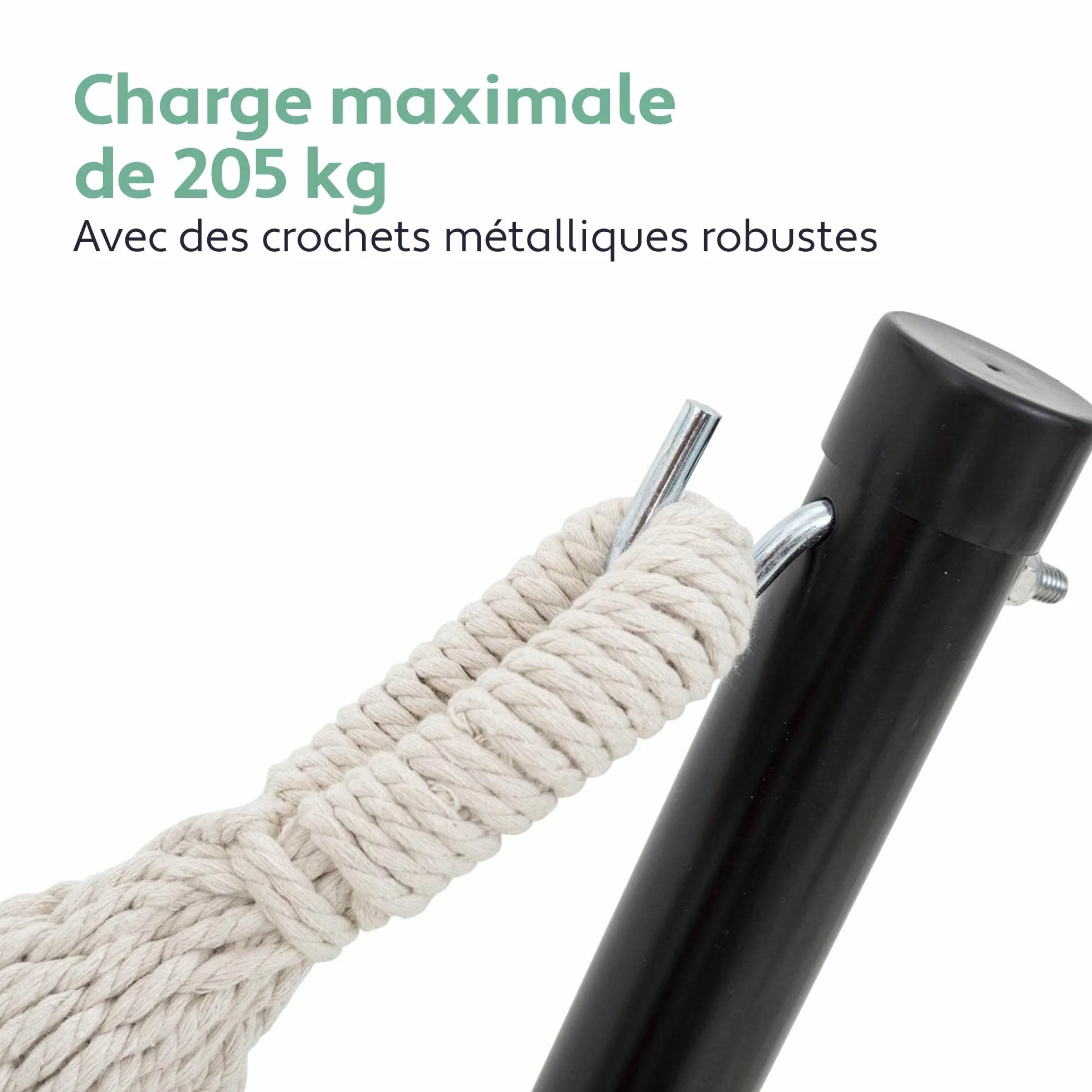 Vita5 Support de Hamac sur Pied en Acier Revêtu Charge Max 205kg pour Intérieur Extérieur