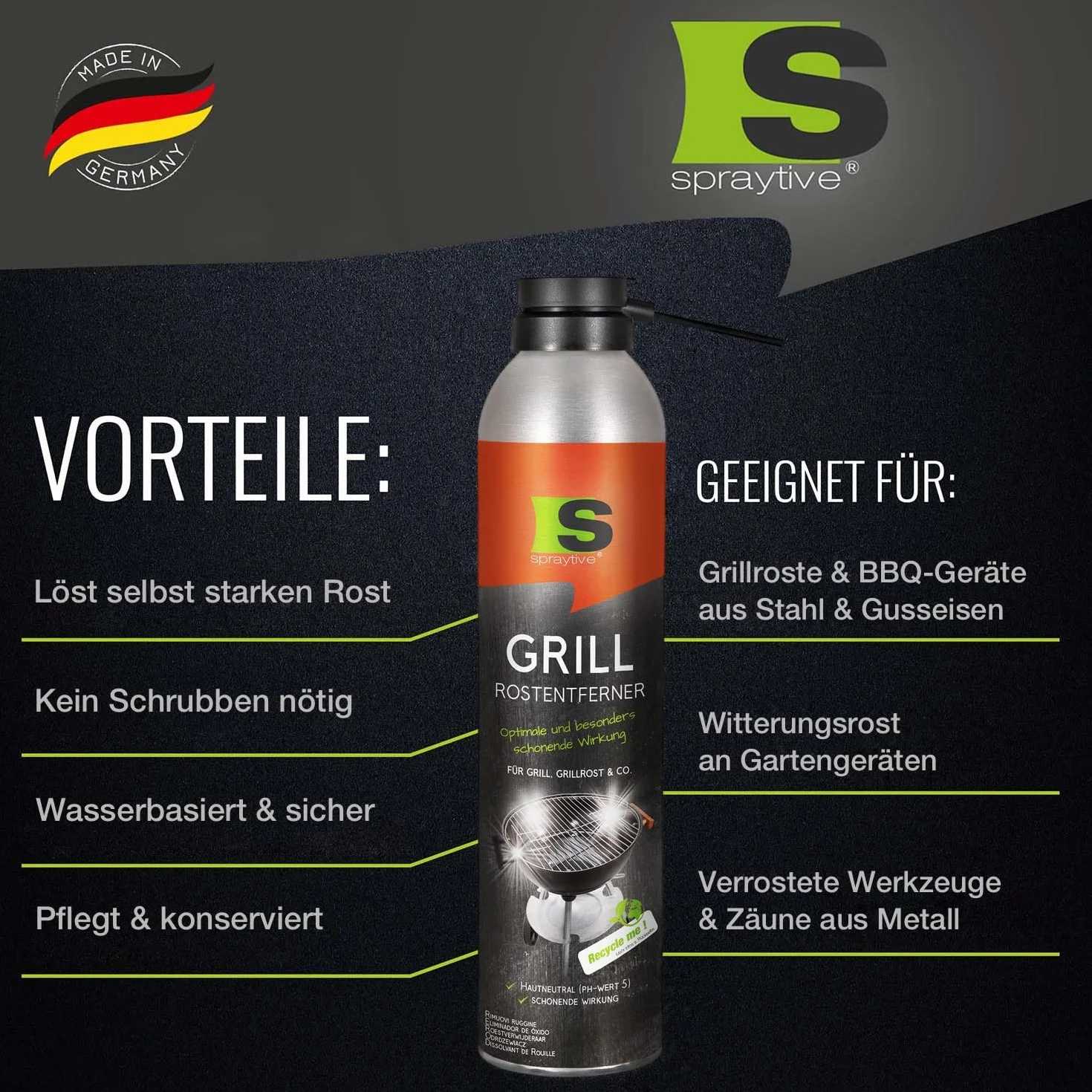 Lot de 2 sprays anti-rouille 2 en 1 300 ml protection longue durée pour grille de barbecue