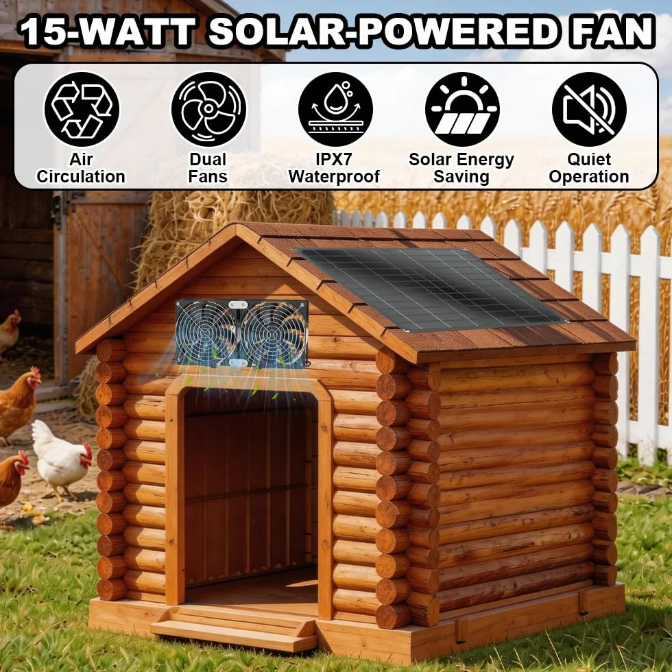 Kit de Ventilateur Solaire 15W IP65 Exterieur avec Panneau Solaire 3000RPM