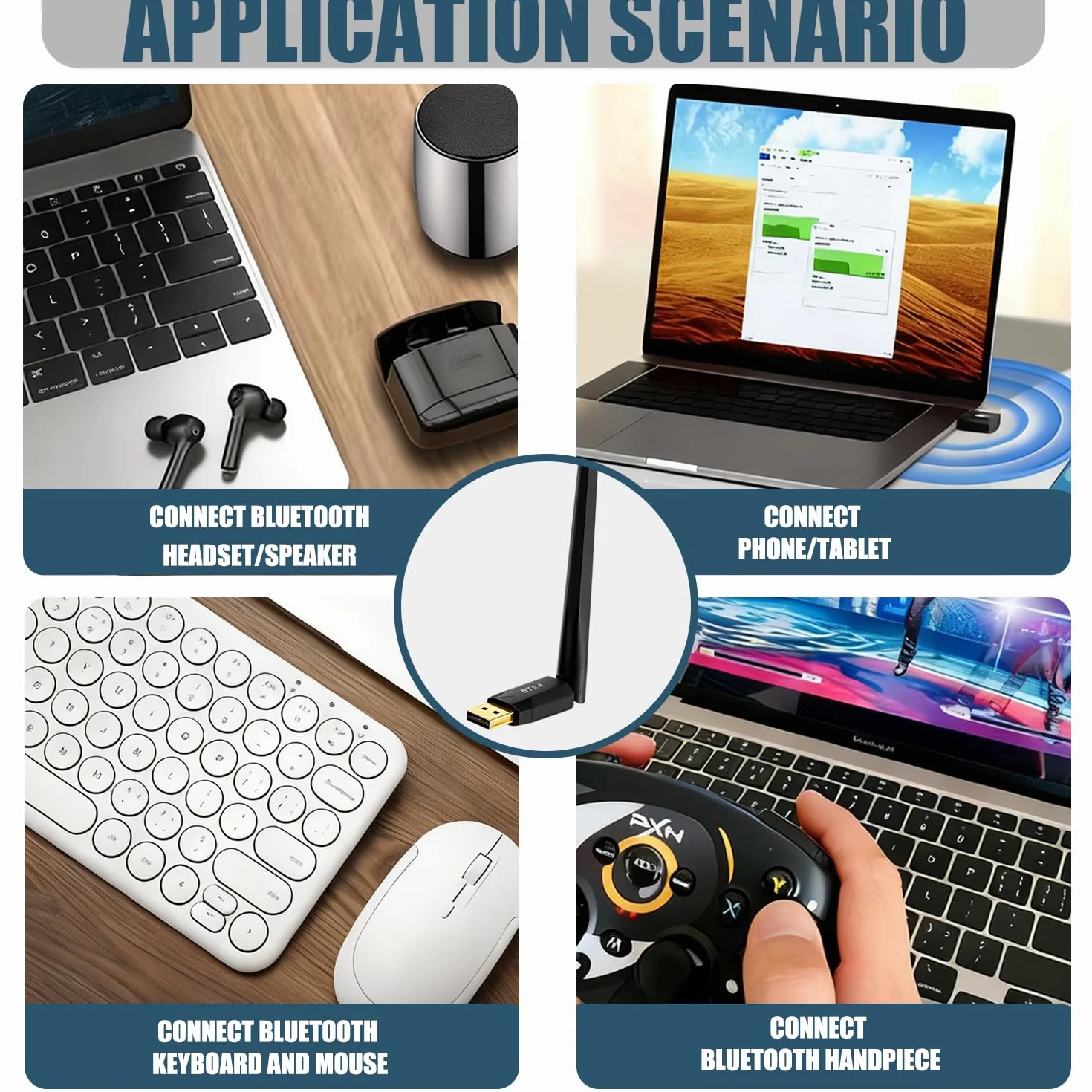 Clé USB Bluetooth 5.4 pour PC, Portée 150 Mètres, Compatible Windows 11/10/8.1, 7 Appareils
