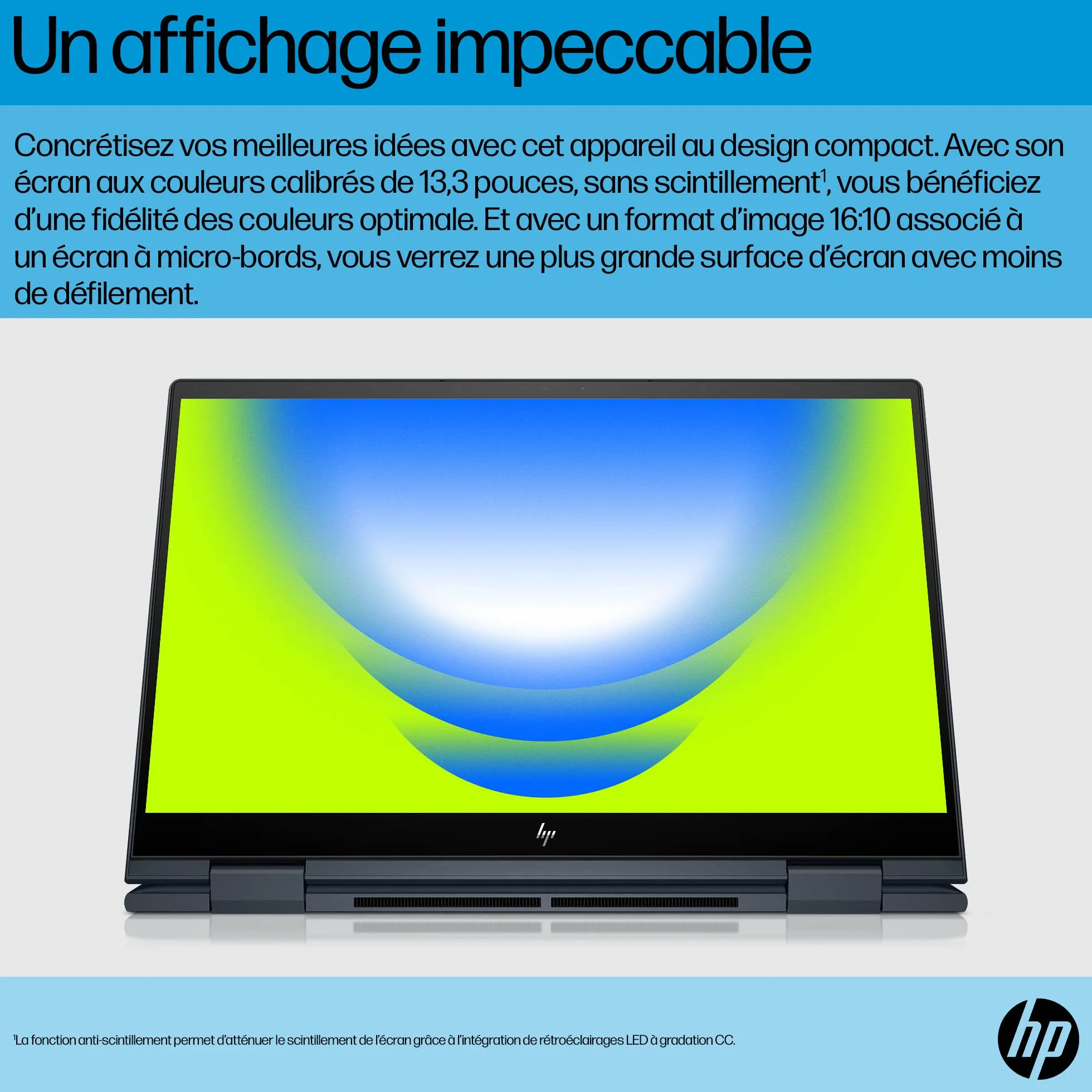 HP Envy x360 13-bf0000sf Ordinateur Portable Convertible Intel Core i5 1230U 16 Go RAM 512 Go SSD Intel Iris XE Écran 13.3" 2.8K Touch OLED Windows 11 Clavier AZERTY Blue