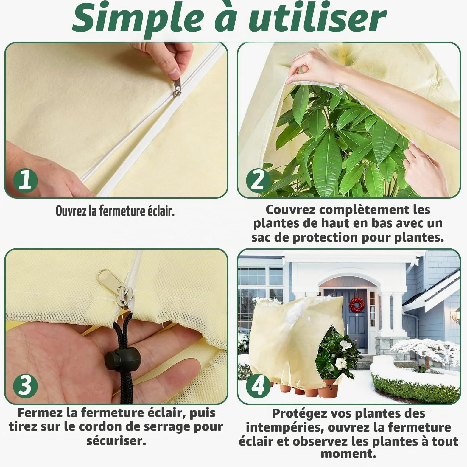 Voile Hivernage Plante Exterieur, 250 x 360CM Housse Hivernage Plante | avec Cordon de Serrage et Zipper, Housse de Protection pour Plantes Voile d’Hivernage Housse d'hivernage Plante Réutilisable