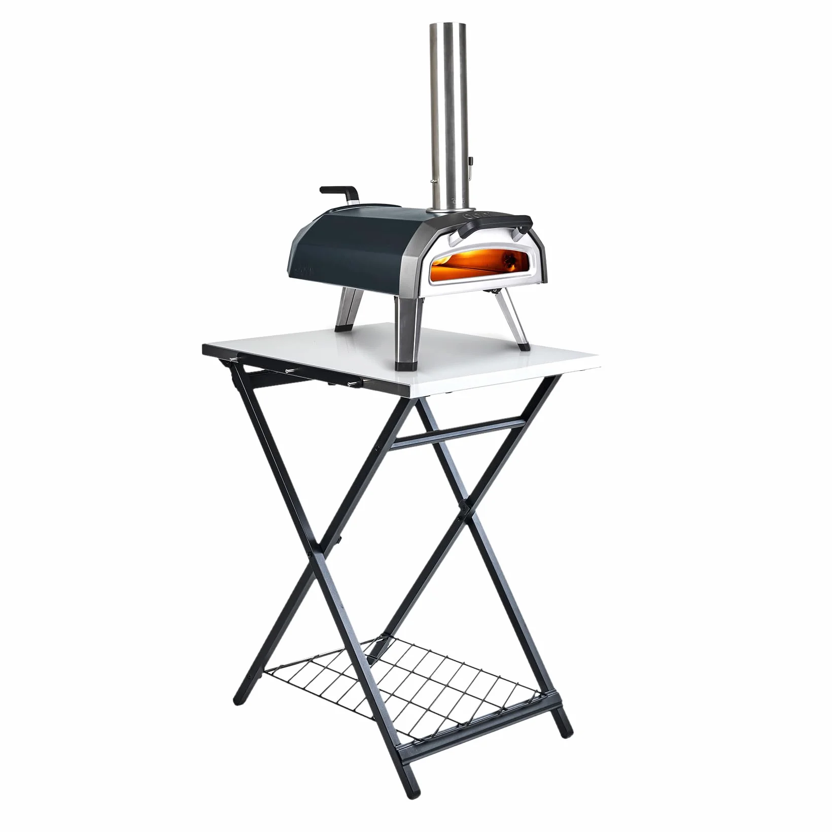 Ooni Table Pliante Extérieure Compatible 12″ & 16″ Four à Pizza Surface Acier INOX Chariot Jardin