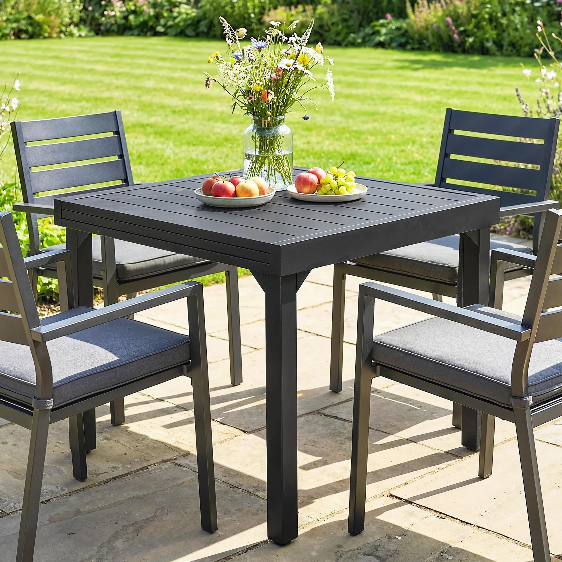 Outsunny Table de jardin extensible 160/80 x 80 x 75 cm aluminium acier noir 4-6 personnes