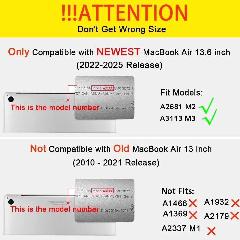 Coque Ultra-Mince Macbook Air 13.6 Pouces M4 M3 M2 Modèle A3240 A3113 A2681, Étui Rigide Plastique