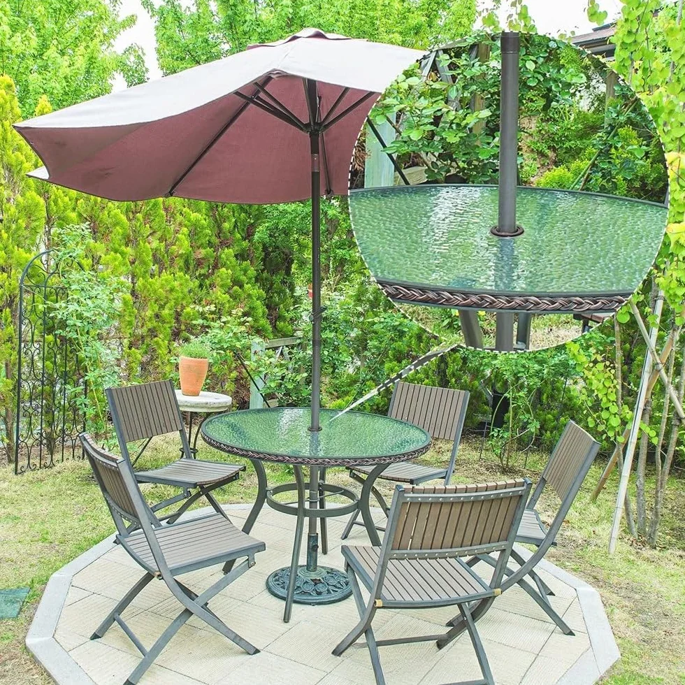Amazleer Lot de 2 inserts de table de parasol 5,1 cm avec capuchon anneau standard blanc 42 mm-65 mm