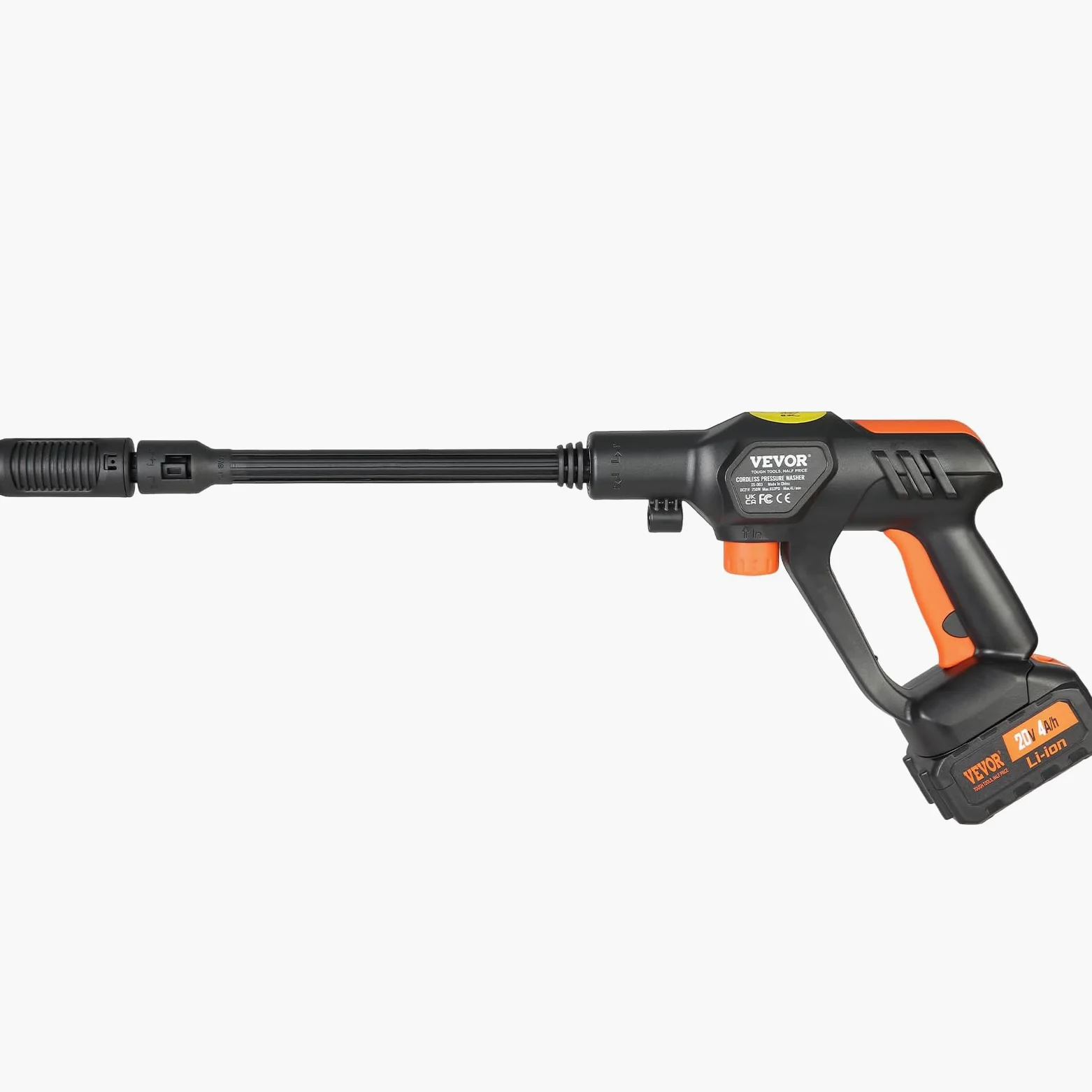 VEVOR Nettoyeur Haute Pression sur Batterie sans Fil 21 V Nettoyeur Haute Puissance Portable 652 PSI 50 Bar Laveuse Électrique 4 L/Min Batterie 4,0 Ah Chargeur pour Nettoyage Terrasse Jardin Voiture