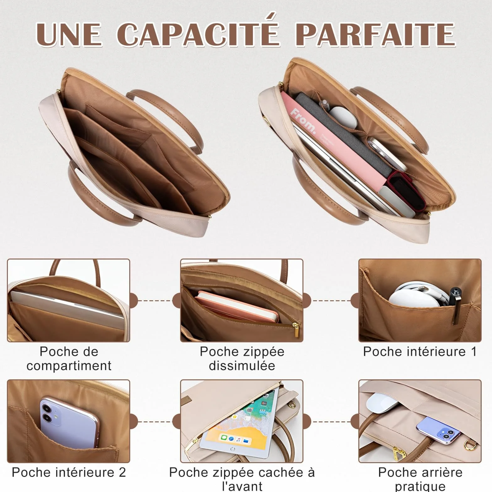 RAINYEAR Sac à Bandoulière pour Ordinateur Portable 14 Pouces Compatible Chromebook Sac Messager Polyester