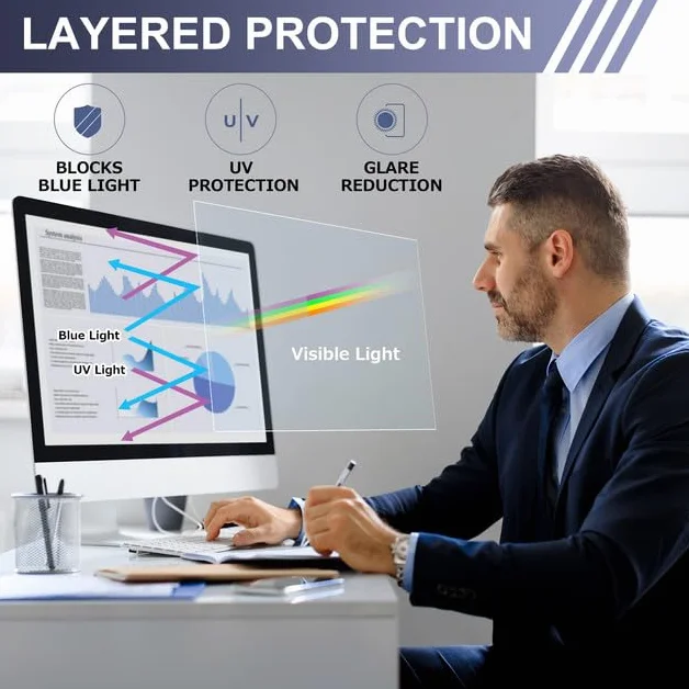 LAMA Film de Protection Anti-Lumière Bleue 27 Pouces Anti-Éblouissement 16:9 (598 x 337 mm)