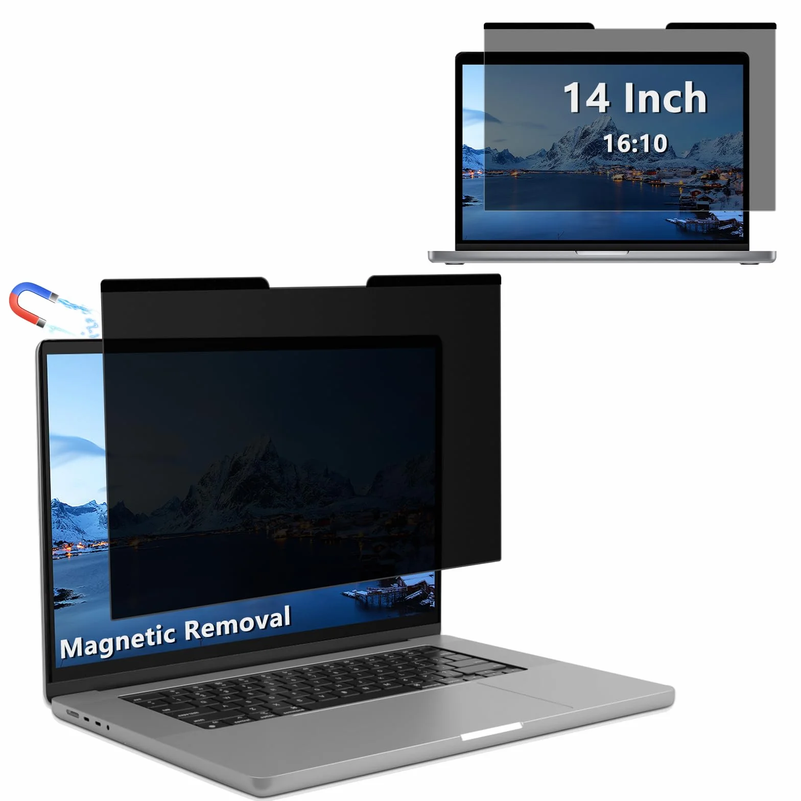 Filtre de Confidentialité 14 Pouces Amovible Anti Espion Anti-Lumière Bleu pour Écran Ordinateur Moniteur 14" 16:10