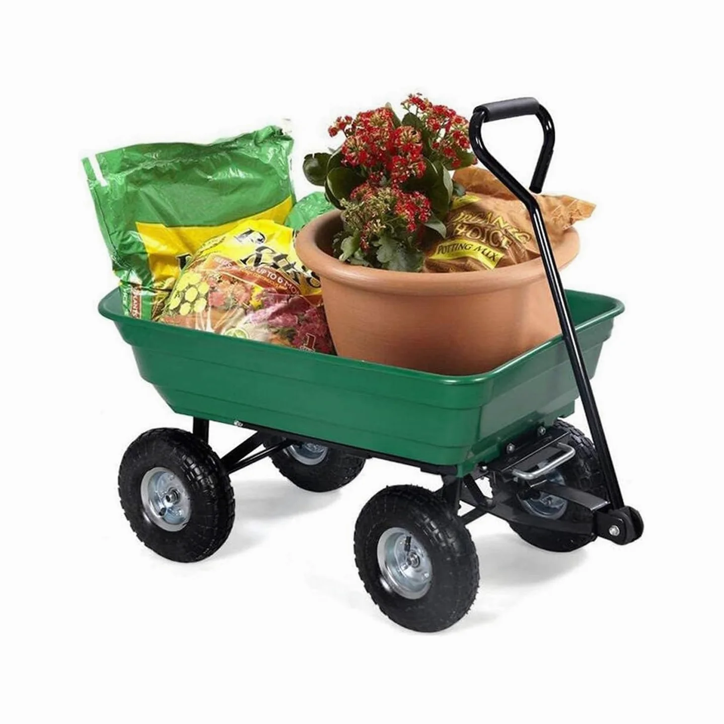 Avilia Brouette de Jardin Polyvalente 75 l avec Baignoire Rabattable et Roues pneumatiques – Solution optimale pour Le Transport du Bois, Les Plantes et Les matériaux de Jardinage en ABS Vert