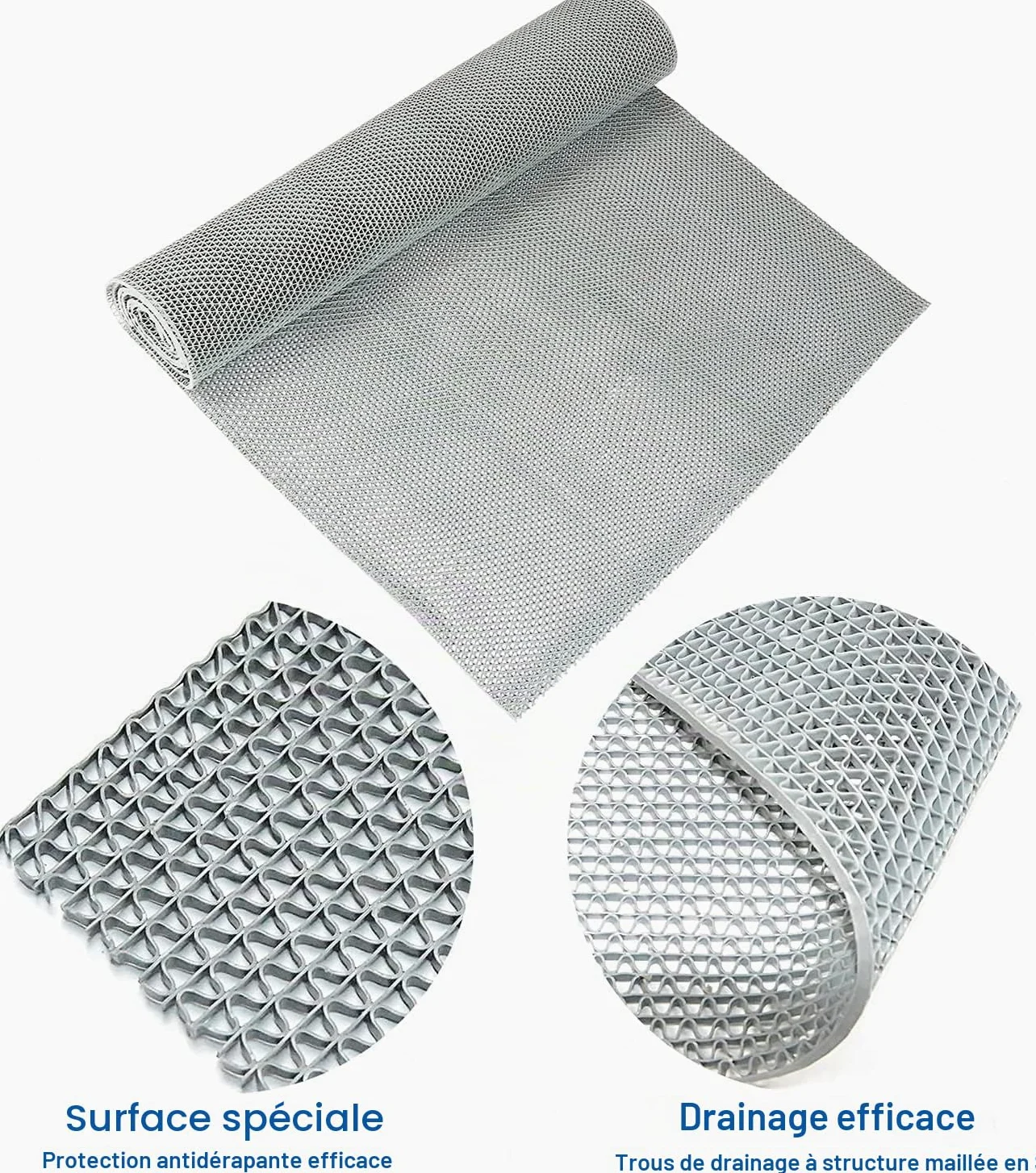 BWKJMY Tapis de sol antidérapant pour zone humide commerciale,0.9x3 m d'épaisseur,0.6 cm d'épaisseur,Pour garage, piscines, restaurants, bars, intérieurs, tapis imperméable en caoutchouc gris