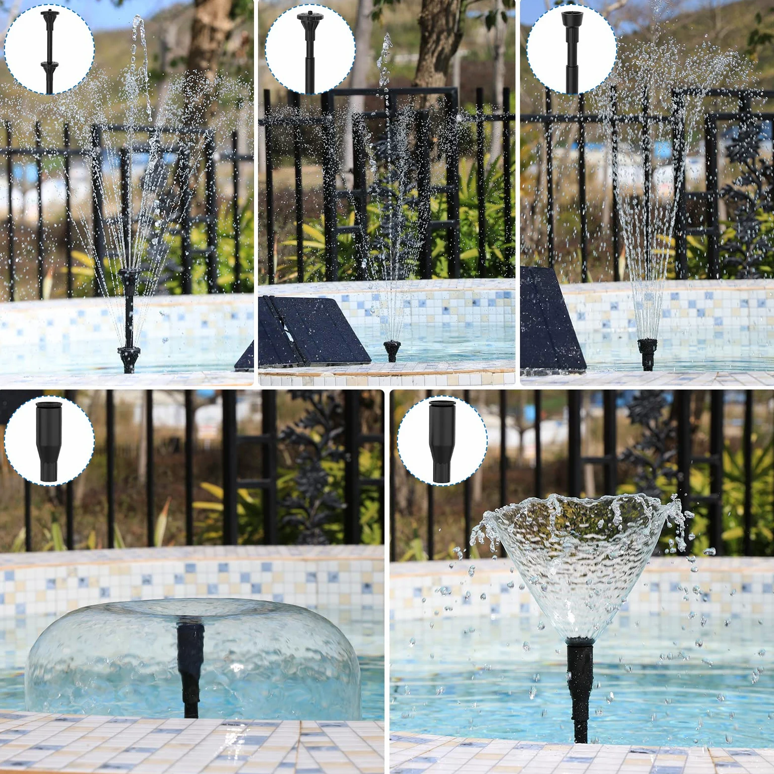 AISITIN Fontaine Solaire DIY 20 W | Pompe avec 6 Buses pour Jardin Étang Jeu d'Eau