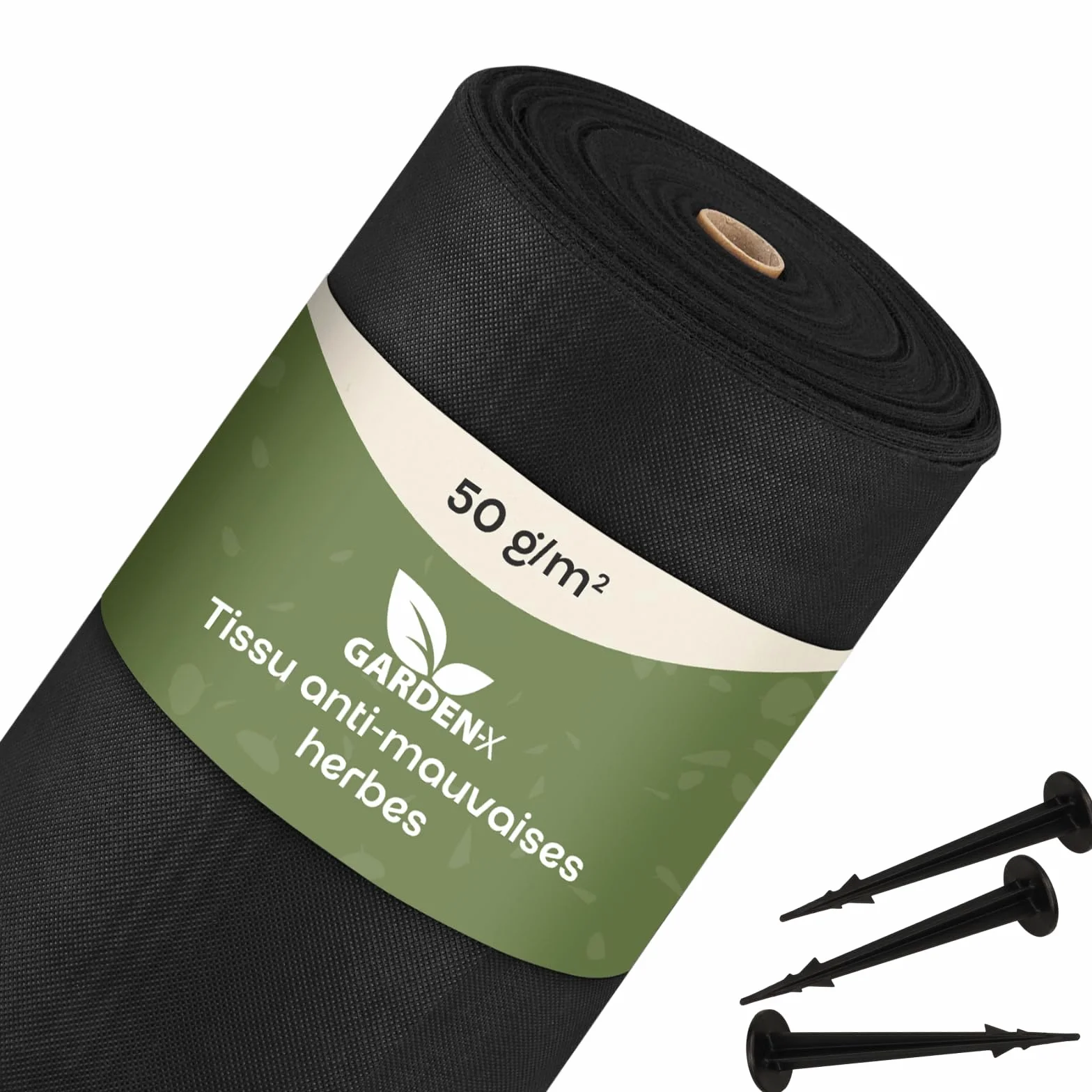 GARDENIX 40 m² - Feutre Anti-Mauvaises Herbes avec 50 ancrages de Sol - 40 m² (0,8 m x 50 m) - Imperméable - 50 g/m² - Noir - Résistant aux UV - pour Parterre Haute - Film de Protection