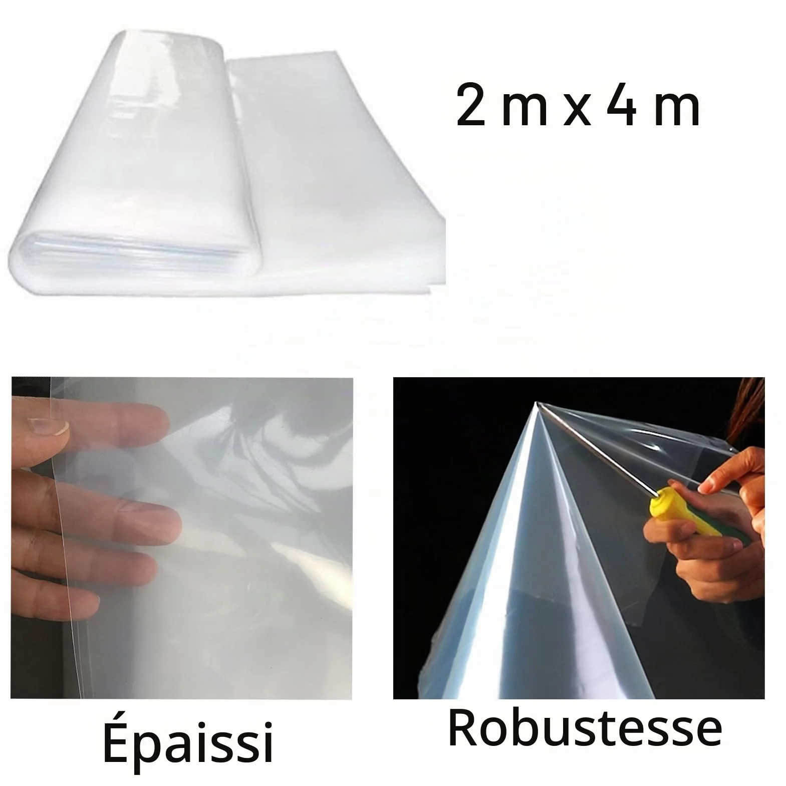 Film de serre polyéthylène 850 g 2 m x 4 m Extra épais Résistant déchirure